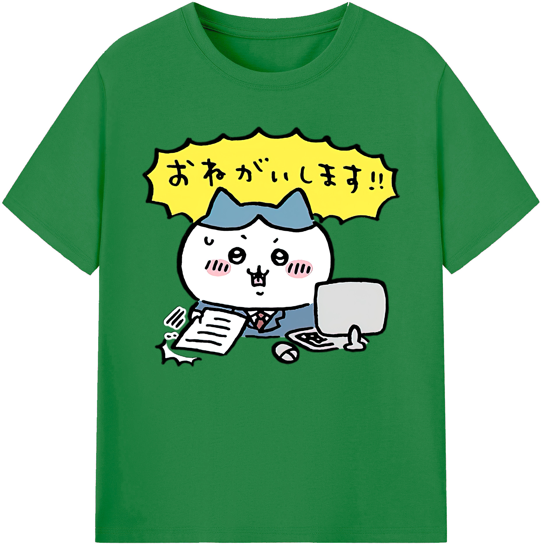 （画像用） ちいかわ ハチワレ Chii-kawa hachiware 綿100％ メンズ半袖Tシャツ｜肌触りやわらか＆通気性