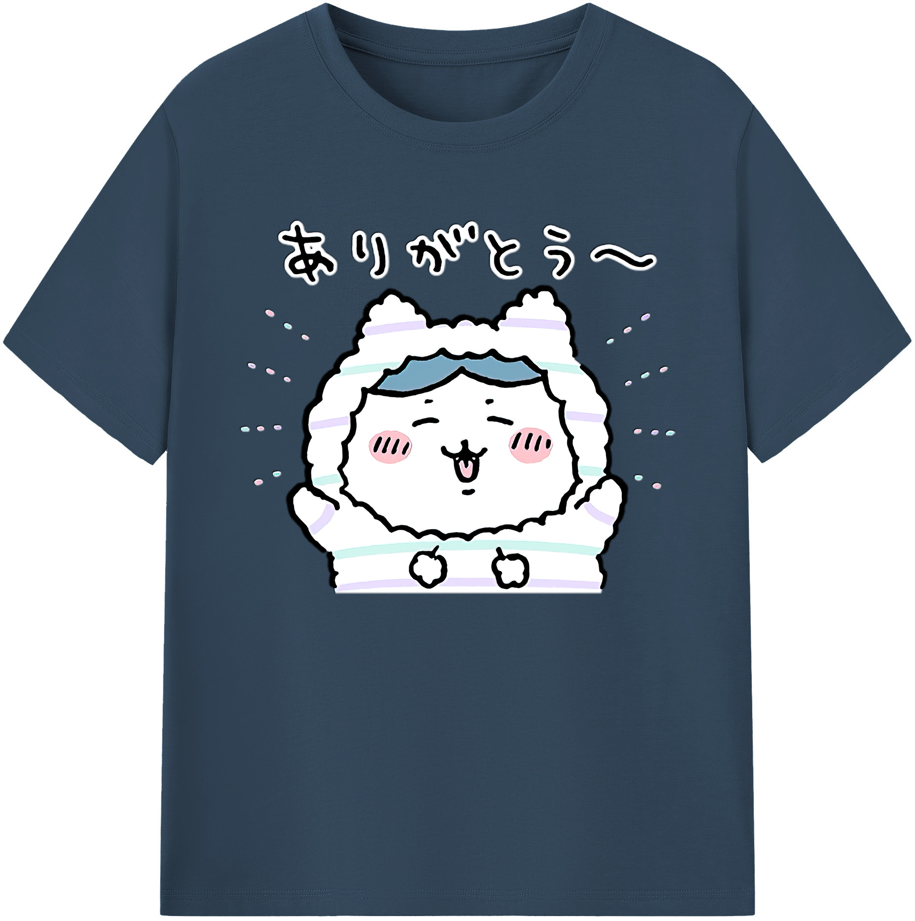 （画像用） ちいかわ ハチワレ Chii-kawa hachiware 綿100％ メンズ半袖Tシャツ｜肌触りやわらか＆通気性