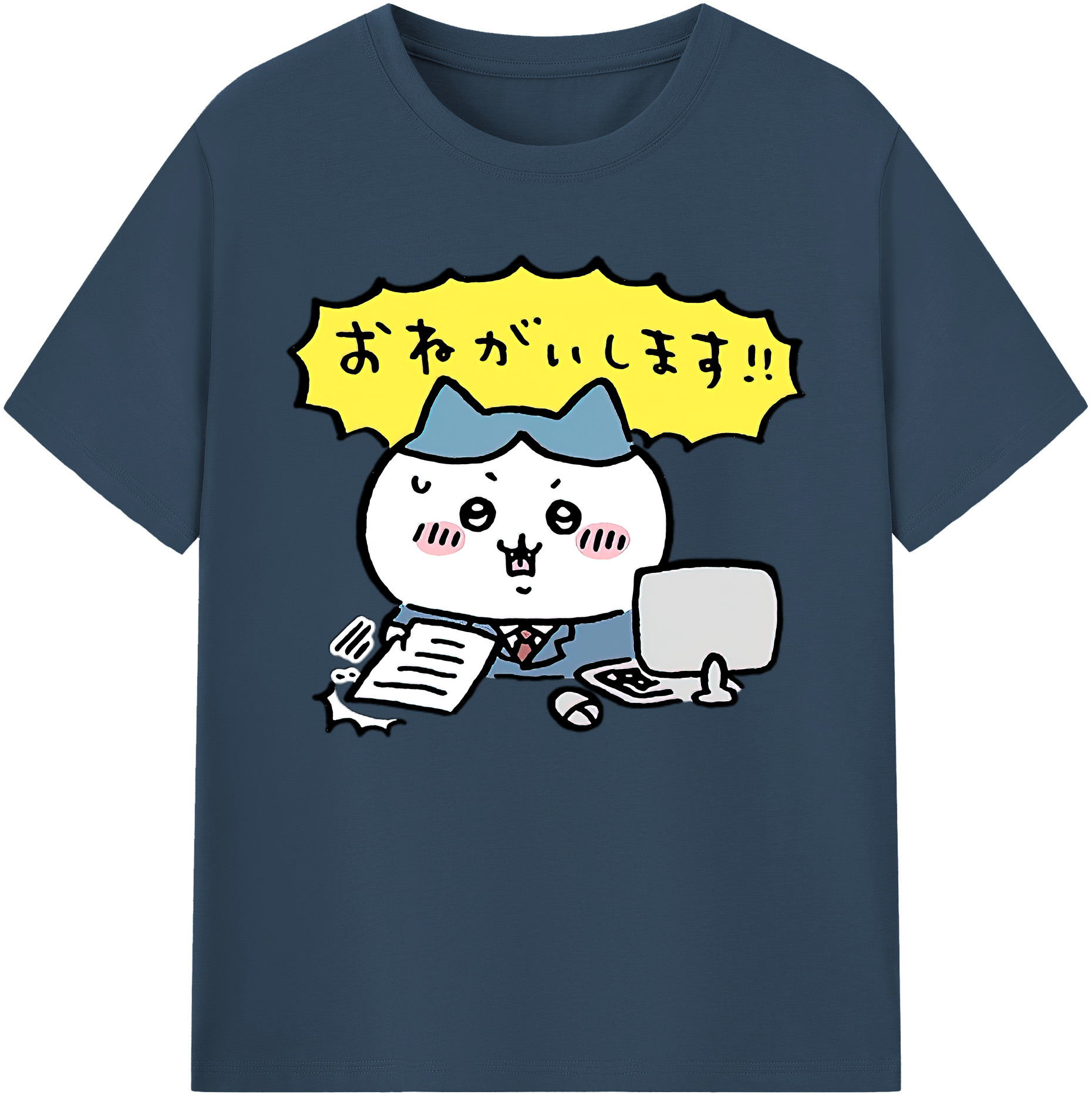 （画像用） ちいかわ ハチワレ Chii-kawa hachiware 綿100％ メンズ半袖Tシャツ｜肌触りやわらか＆通気性