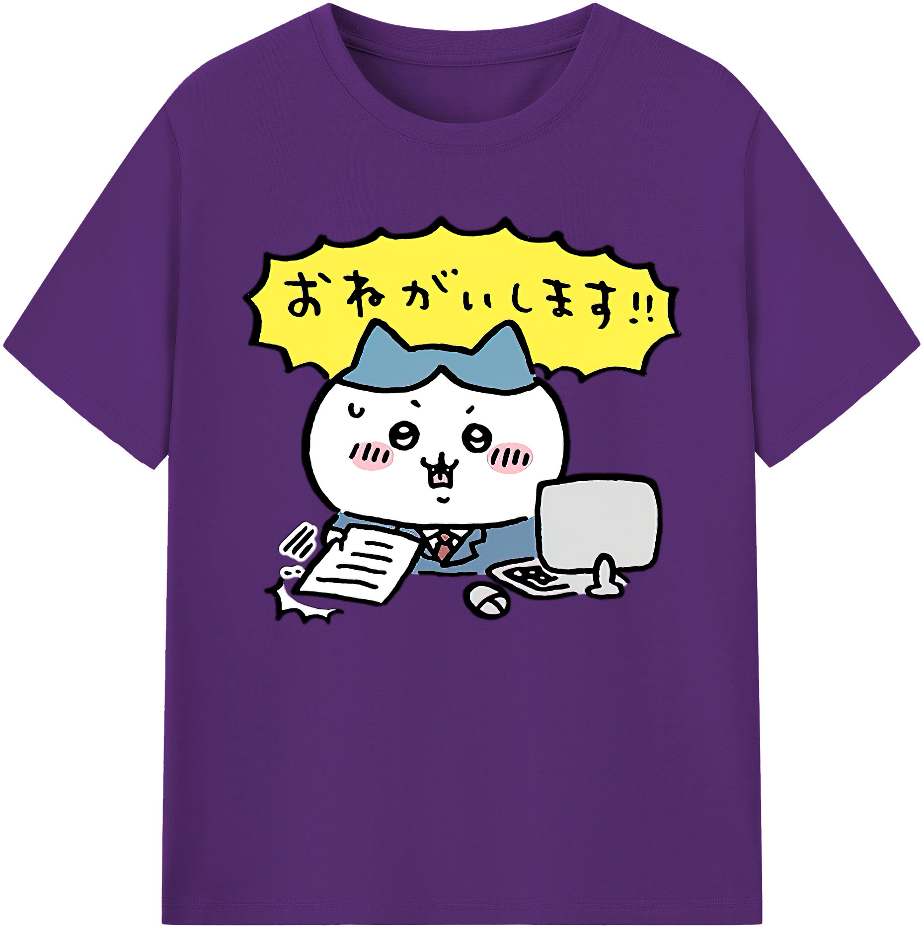 （画像用） ちいかわ ハチワレ Chii-kawa hachiware 綿100％ メンズ半袖Tシャツ｜肌触りやわらか＆通気性