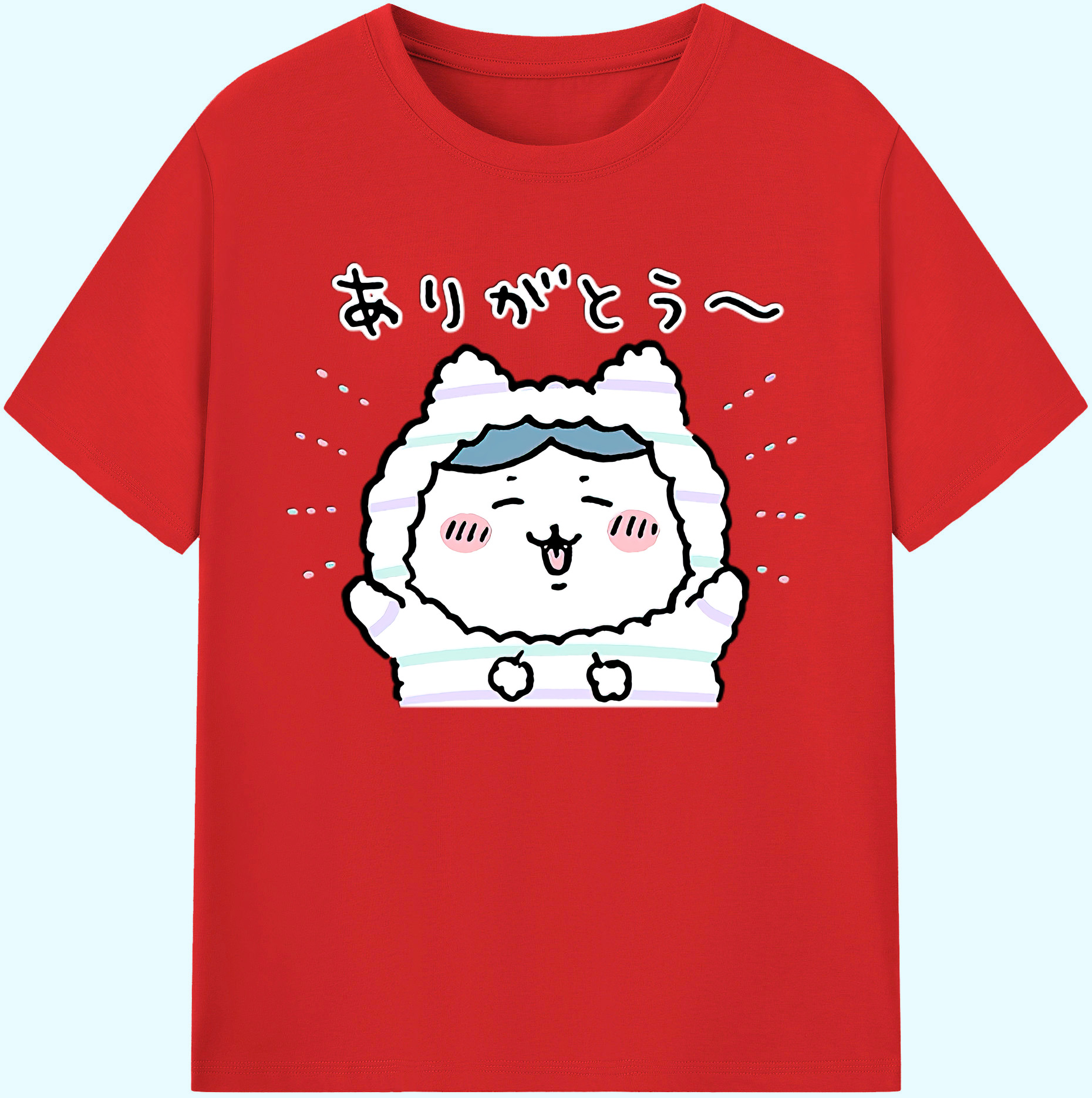 （画像用） ちいかわ ハチワレ Chii-kawa hachiware 綿100％ メンズ半袖Tシャツ｜肌触りやわらか＆通気性
