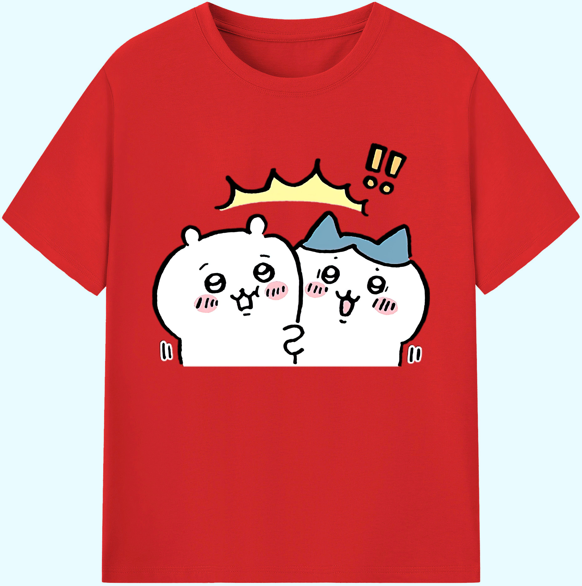 （画像用） ちいかわ ハチワレ Chii-kawa hachiware 綿100％ メンズ半袖Tシャツ｜肌触りやわらか＆通気性