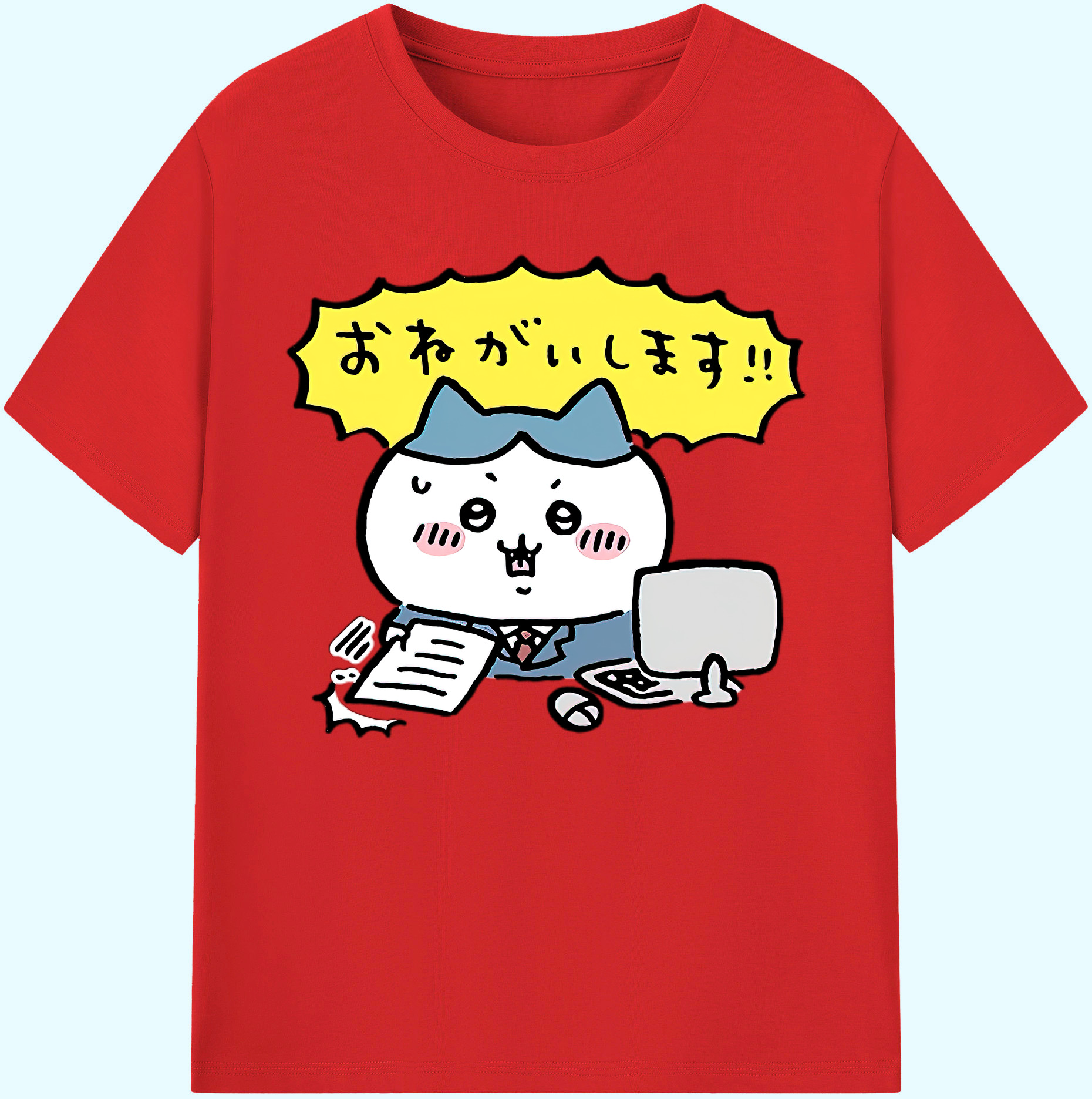 （画像用） ちいかわ ハチワレ Chii-kawa hachiware 綿100％ メンズ半袖Tシャツ｜肌触りやわらか＆通気性