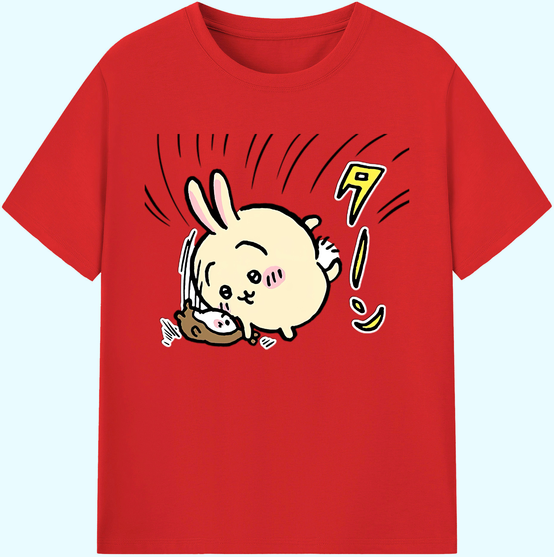 （画像用） ちいかわ うさぎ Chii-kawa usagi 綿100％ メンズ半袖Tシャツ｜肌触りやわらか＆通気性