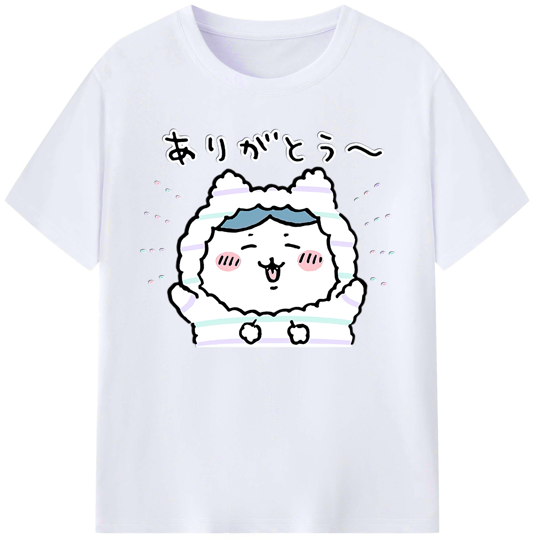 （画像用） ちいかわ ハチワレ Chii-kawa hachiware 綿100％ メンズ半袖Tシャツ｜肌触りやわらか＆通気性