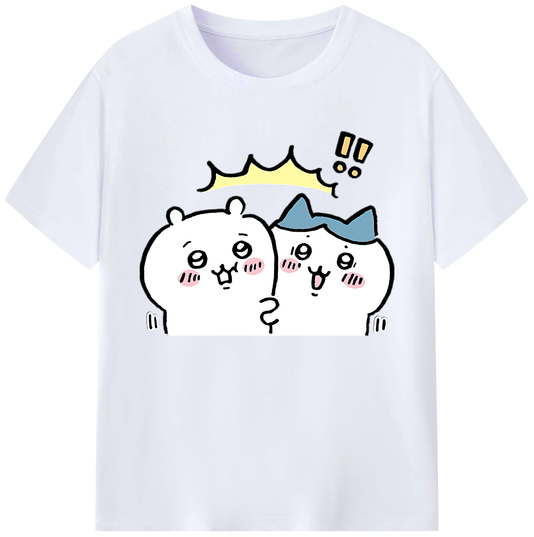 （画像用） ちいかわ ハチワレ Chii-kawa hachiware 綿100％ メンズ半袖Tシャツ｜肌触りやわらか＆通気性