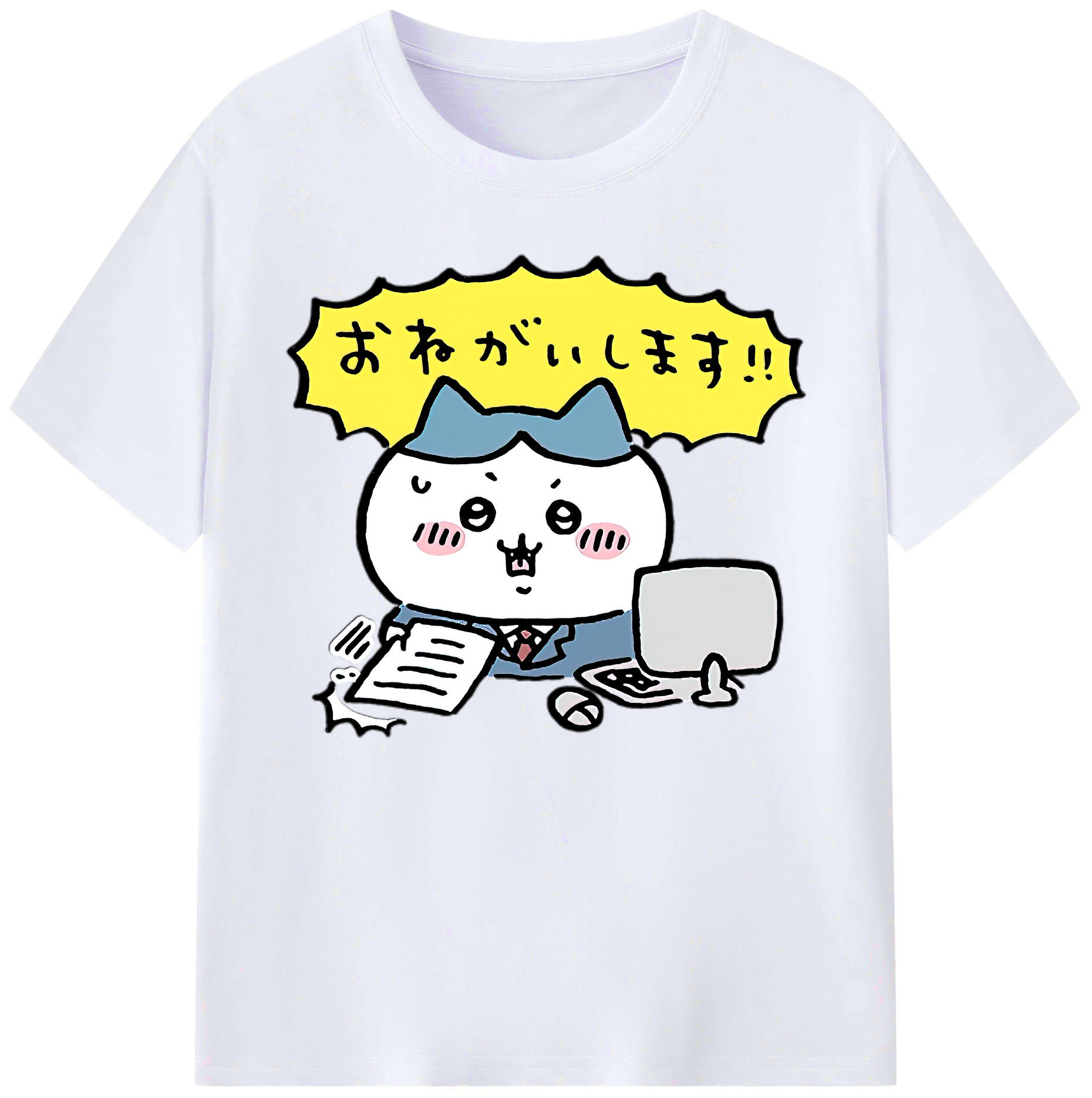 （画像用） ちいかわ ハチワレ Chii-kawa hachiware 綿100％ メンズ半袖Tシャツ｜肌触りやわらか＆通気性