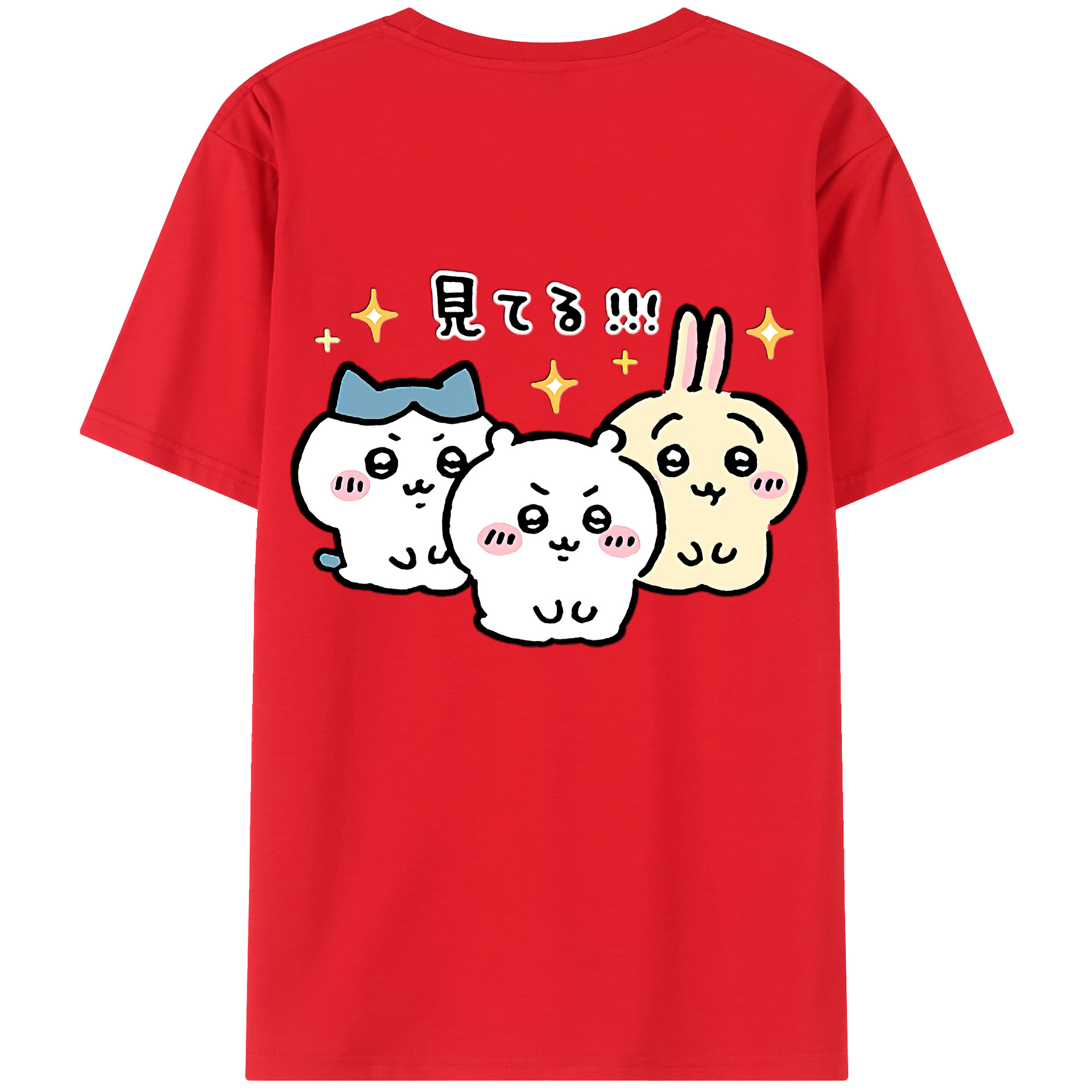 （画像用） ちいかわ ハチワレ Chii-kawa hachiware レディース半袖Tシャツ(バックプリント)