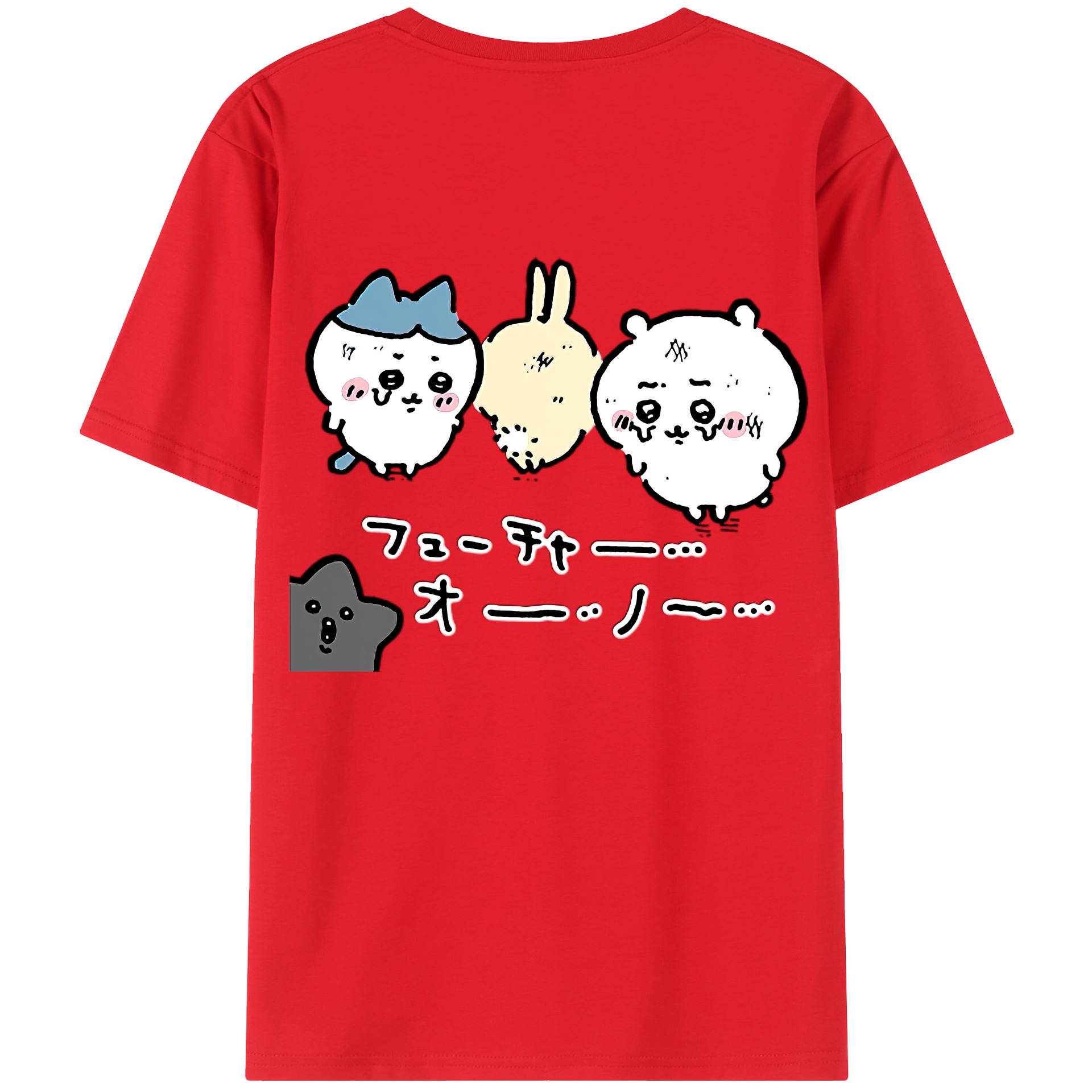 （画像用） ちいかわ ハチワレ Chii-kawa hachiware レディース半袖Tシャツ(バックプリント)
