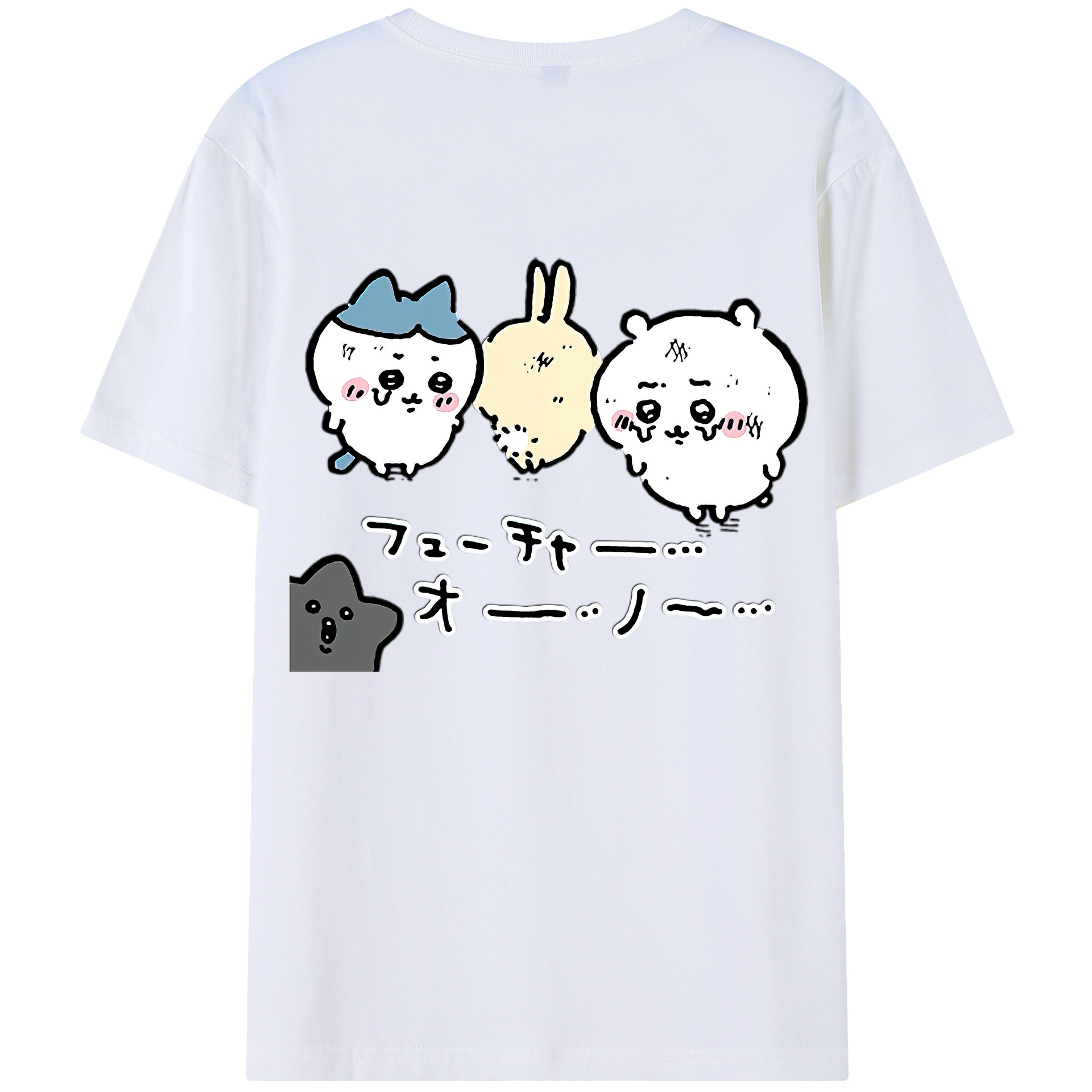 （画像用） ちいかわ ハチワレ Chii-kawa hachiware レディース半袖Tシャツ(バックプリント)