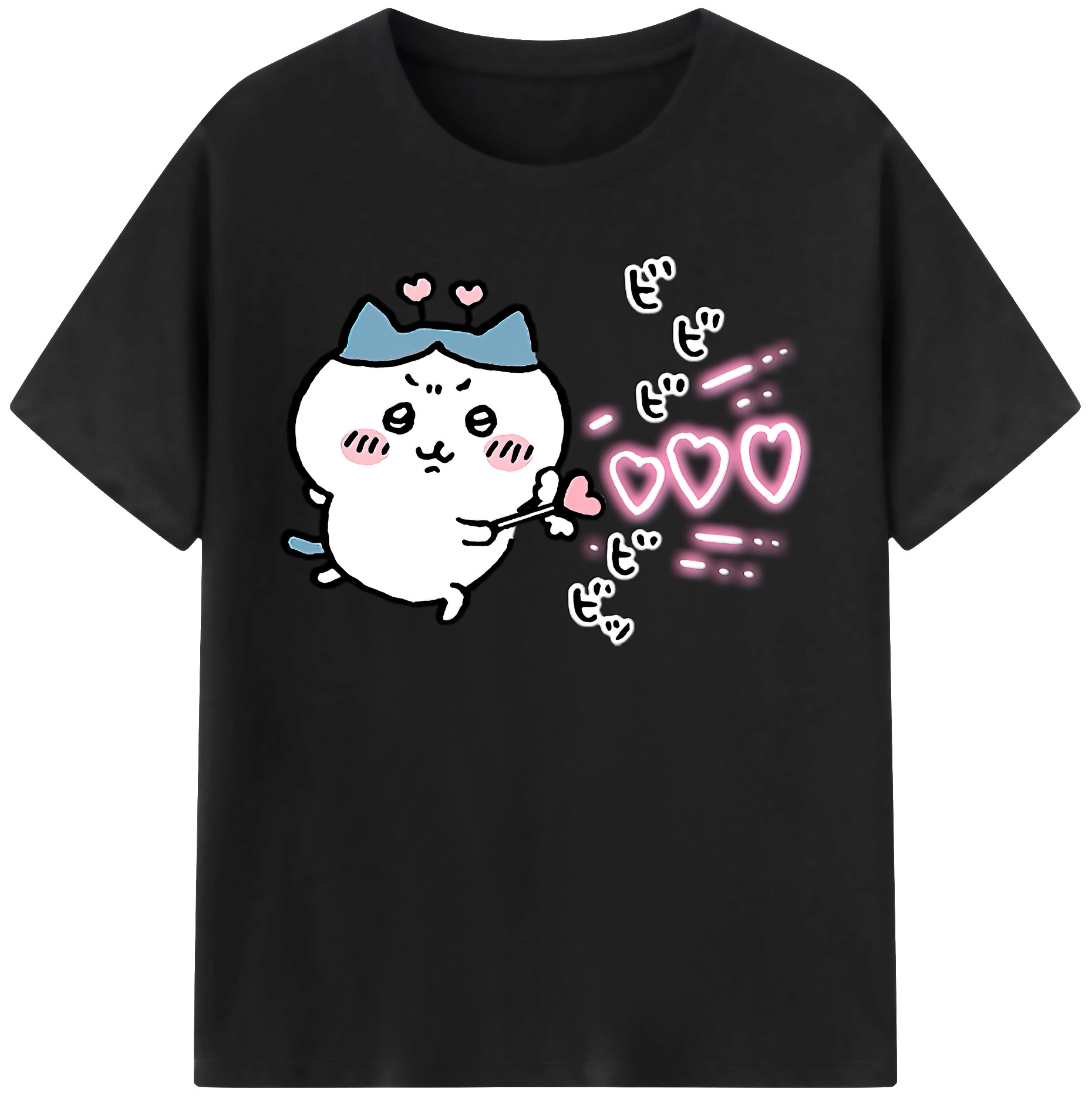 （画像用） ちいかわ ハチワレ Chii-kawa hachiware レディースカジュアルプリントTシャツ（綿100％）