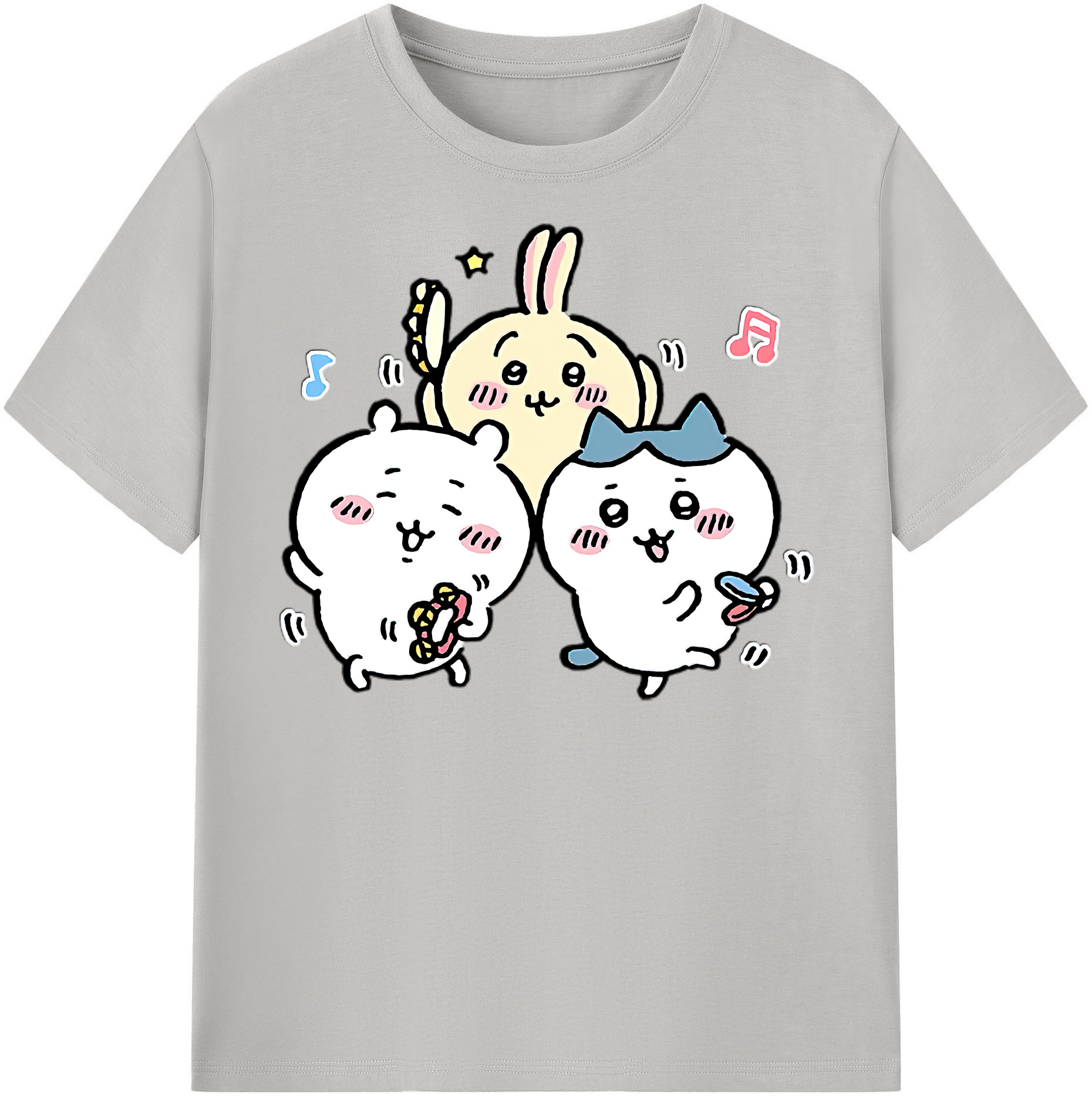 （画像用） ちいかわ ハチワレ Chii-kawa hachiware レディースカジュアルプリントTシャツ（綿100％）