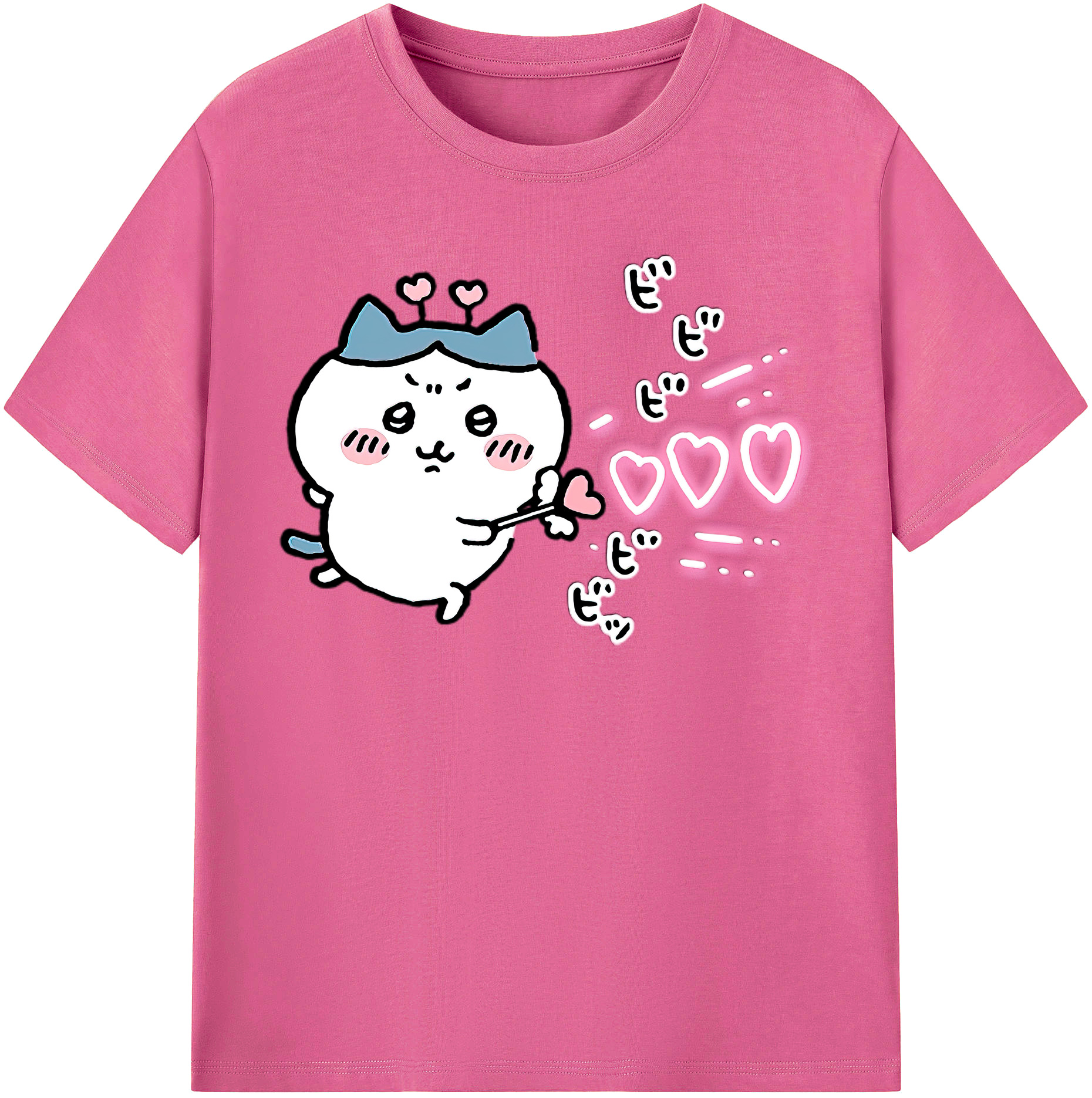 （画像用） ちいかわ ハチワレ Chii-kawa hachiware レディースカジュアルプリントTシャツ（綿100％）