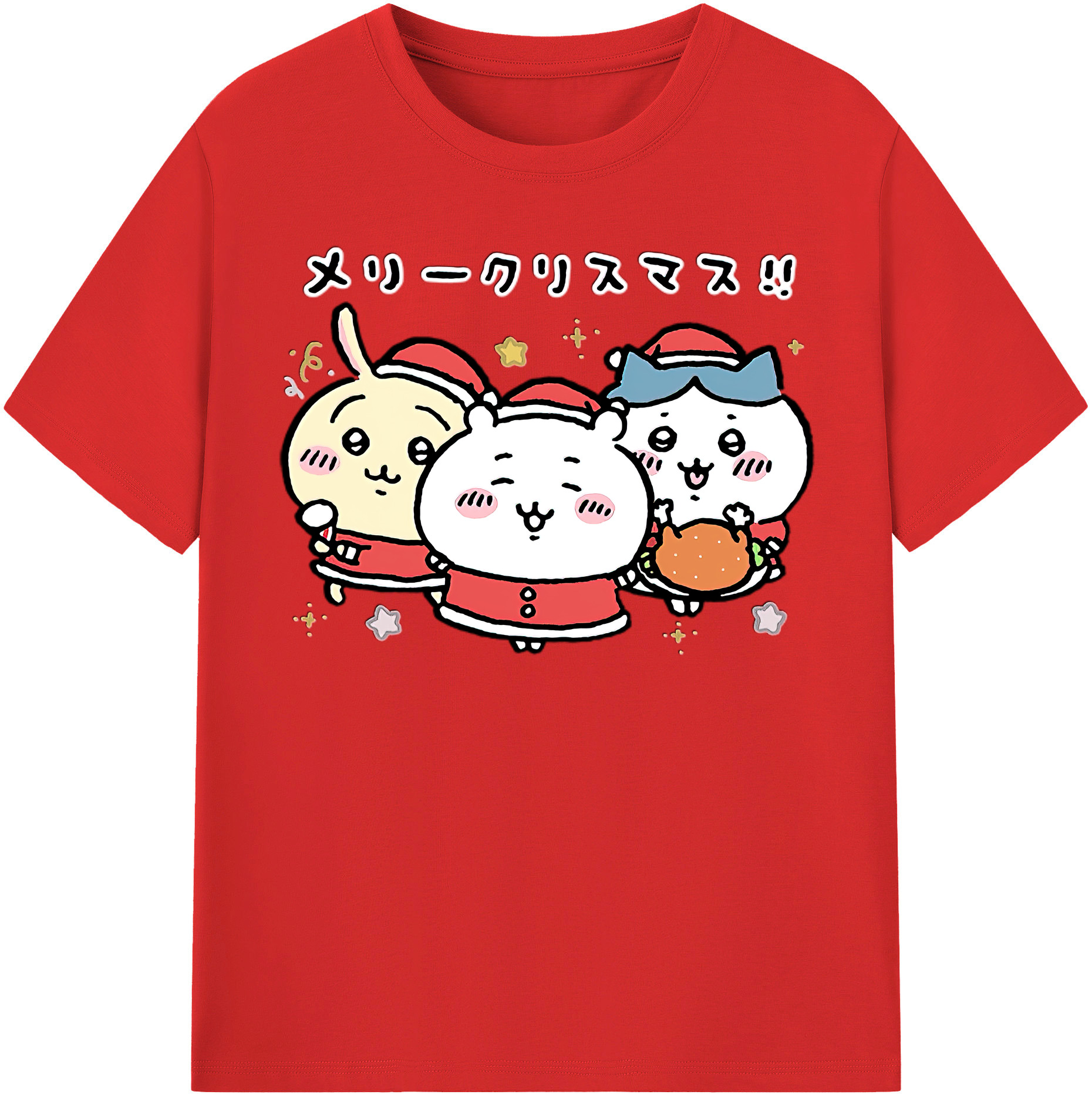 （画像用） ちいかわ ハチワレ Chii-kawa hachiware レディースカジュアルプリントTシャツ（綿100％）