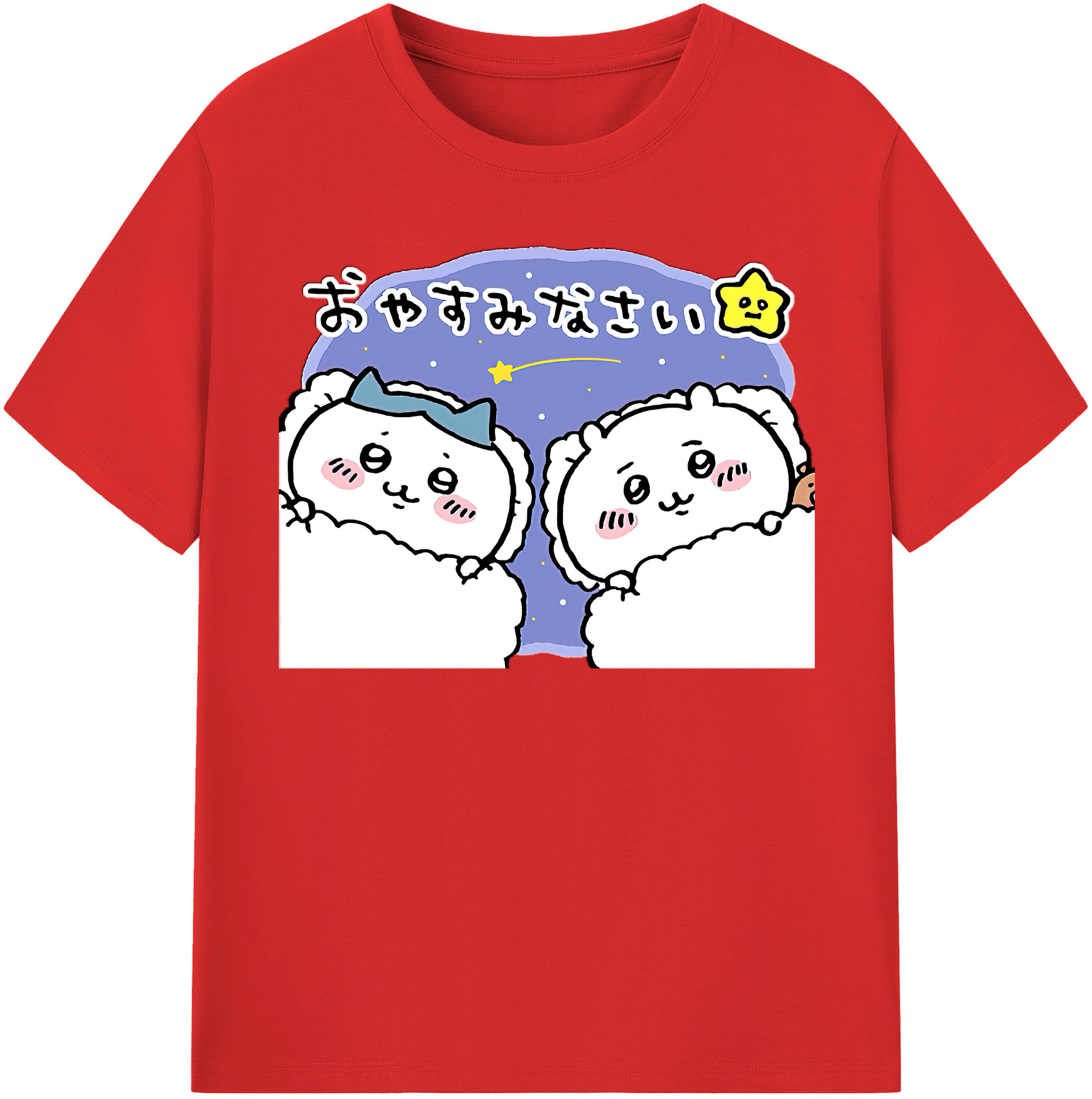 （画像用） ちいかわ ハチワレ Chii-kawa hachiware レディースカジュアルプリントTシャツ（綿100％）