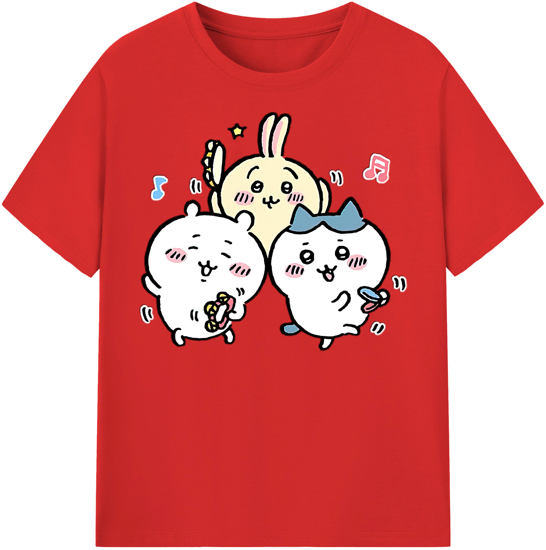 （画像用） ちいかわ ハチワレ Chii-kawa hachiware レディースカジュアルプリントTシャツ（綿100％）