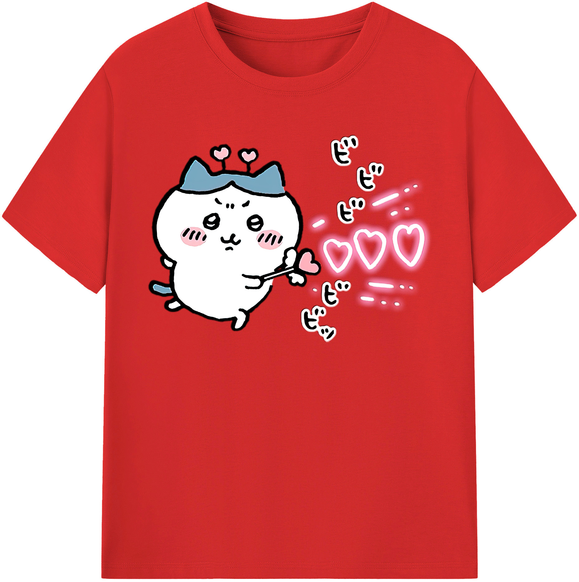 （画像用） ちいかわ ハチワレ Chii-kawa hachiware レディースカジュアルプリントTシャツ（綿100％）