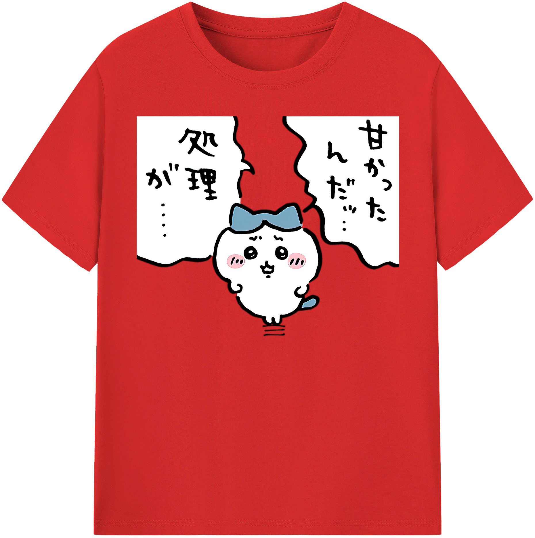 （画像用） ちいかわ ハチワレ Chii-kawa hachiware レディースカジュアルプリントTシャツ（綿100％）