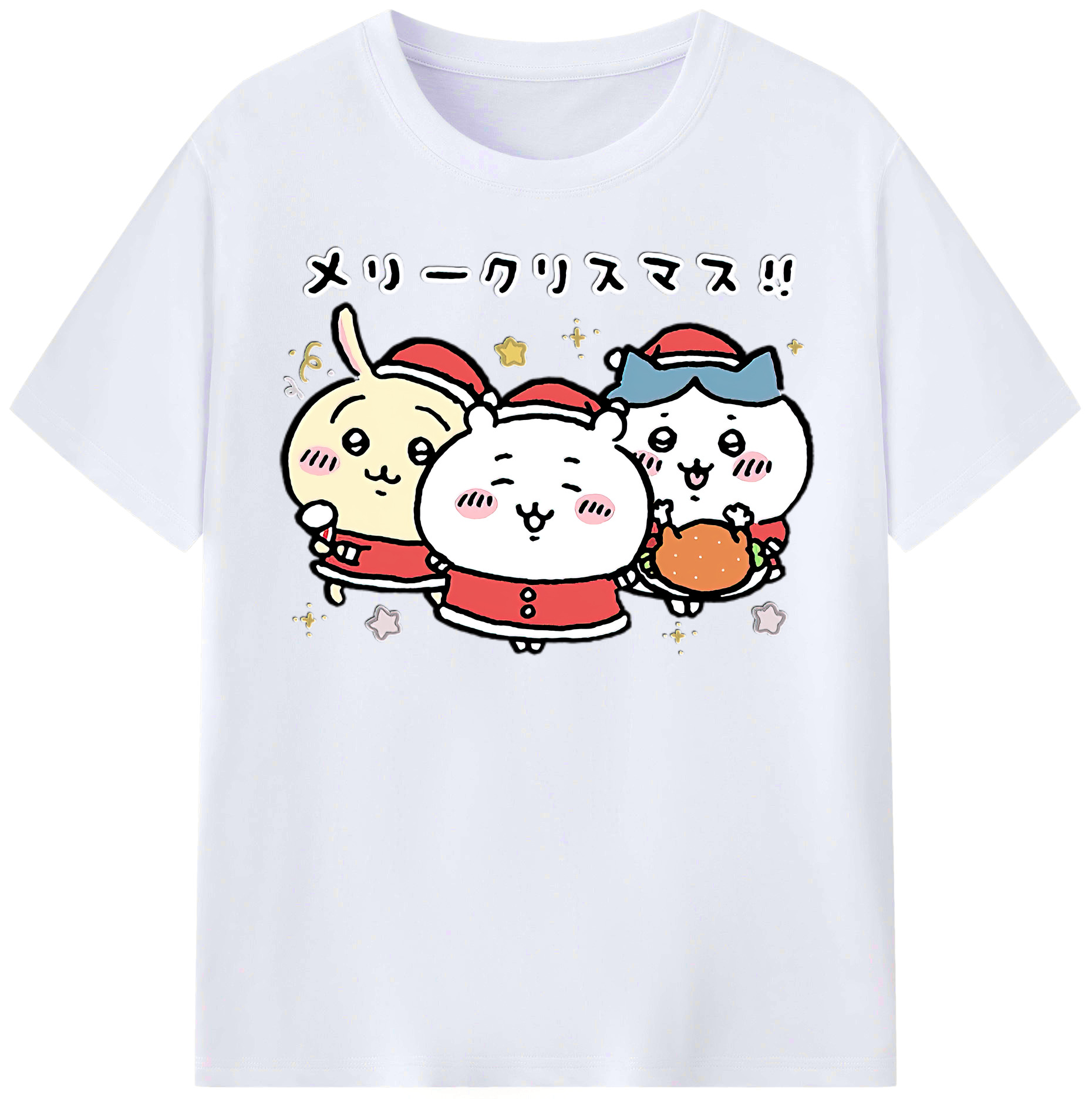 （画像用） ちいかわ ハチワレ Chii-kawa hachiware レディースカジュアルプリントTシャツ（綿100％）