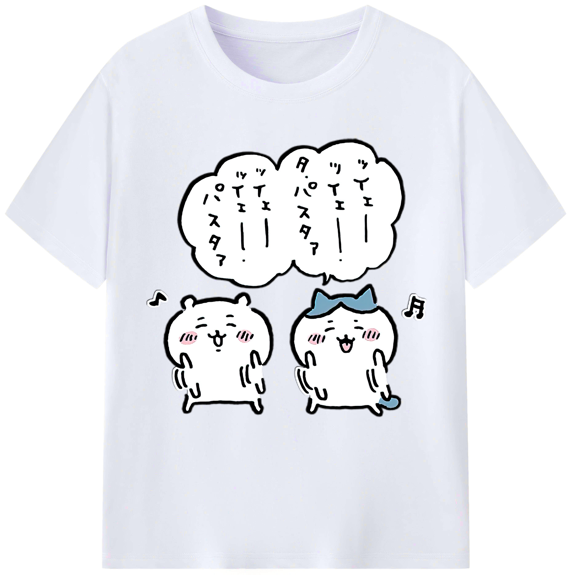 （画像用） ちいかわ ハチワレ Chii-kawa hachiware レディースカジュアルプリントTシャツ（綿100％）