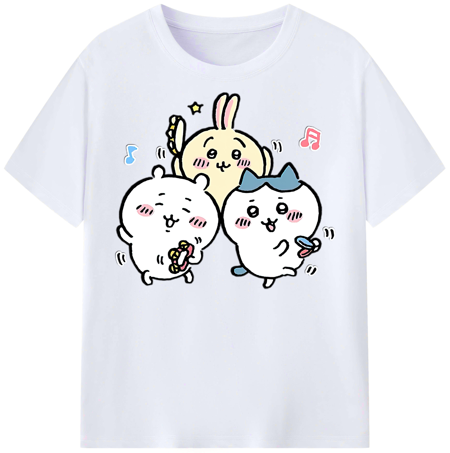 （画像用） ちいかわ ハチワレ Chii-kawa hachiware レディースカジュアルプリントTシャツ（綿100％）