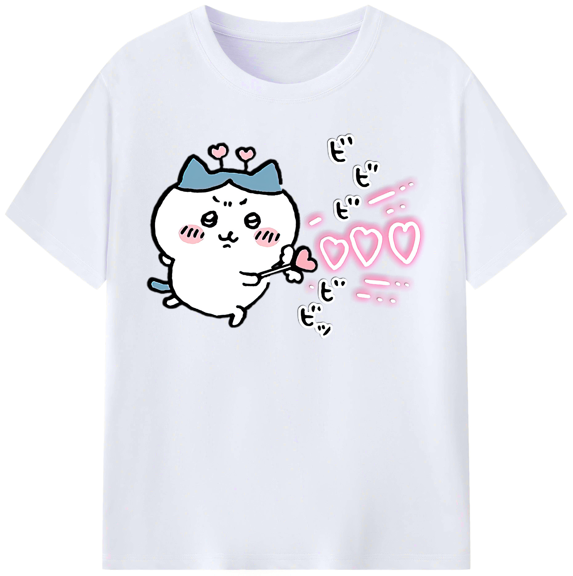 （画像用） ちいかわ ハチワレ Chii-kawa hachiware レディースカジュアルプリントTシャツ（綿100％）