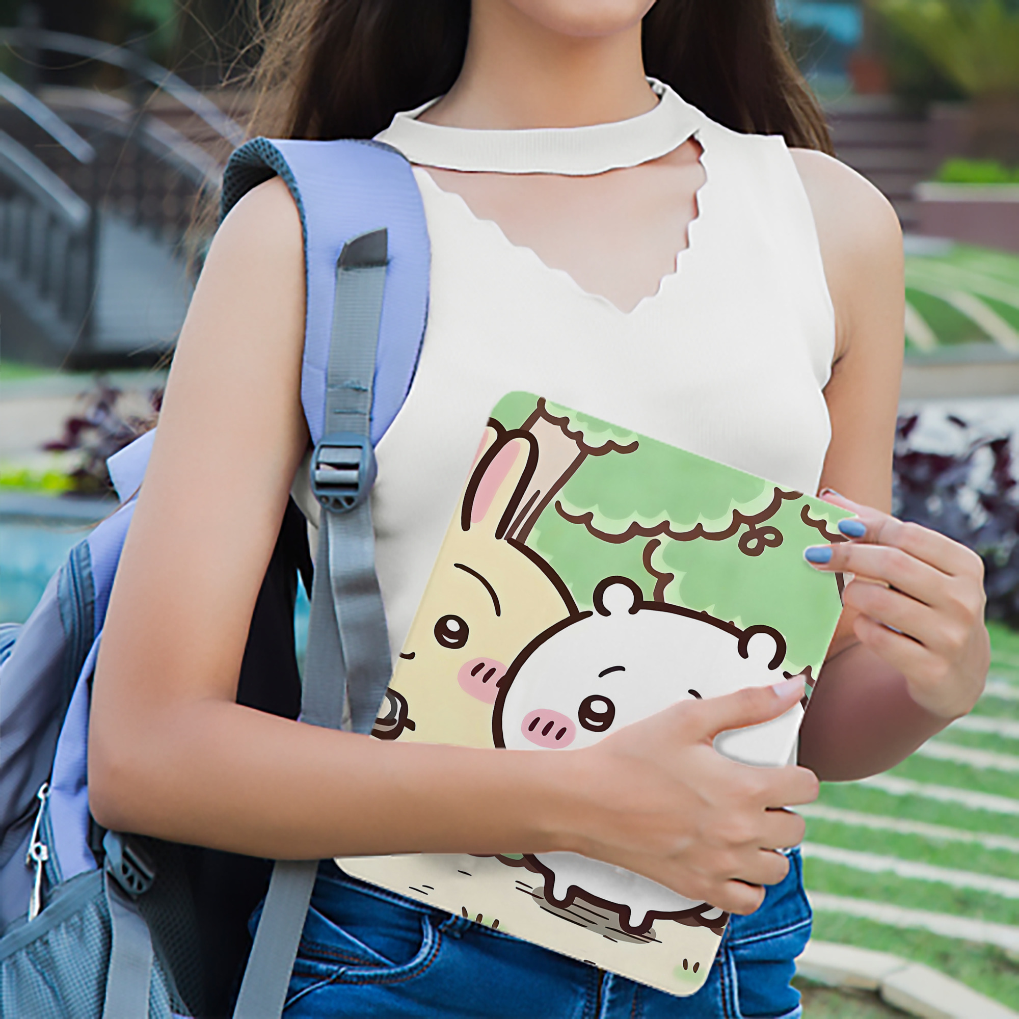 ちいかわ Chii-kawa IPad ケース ブック型 PUレザー TPU 耐衝撃 軽量 薄型 ペン収納なし 全面保護 IPad 各モデル対応