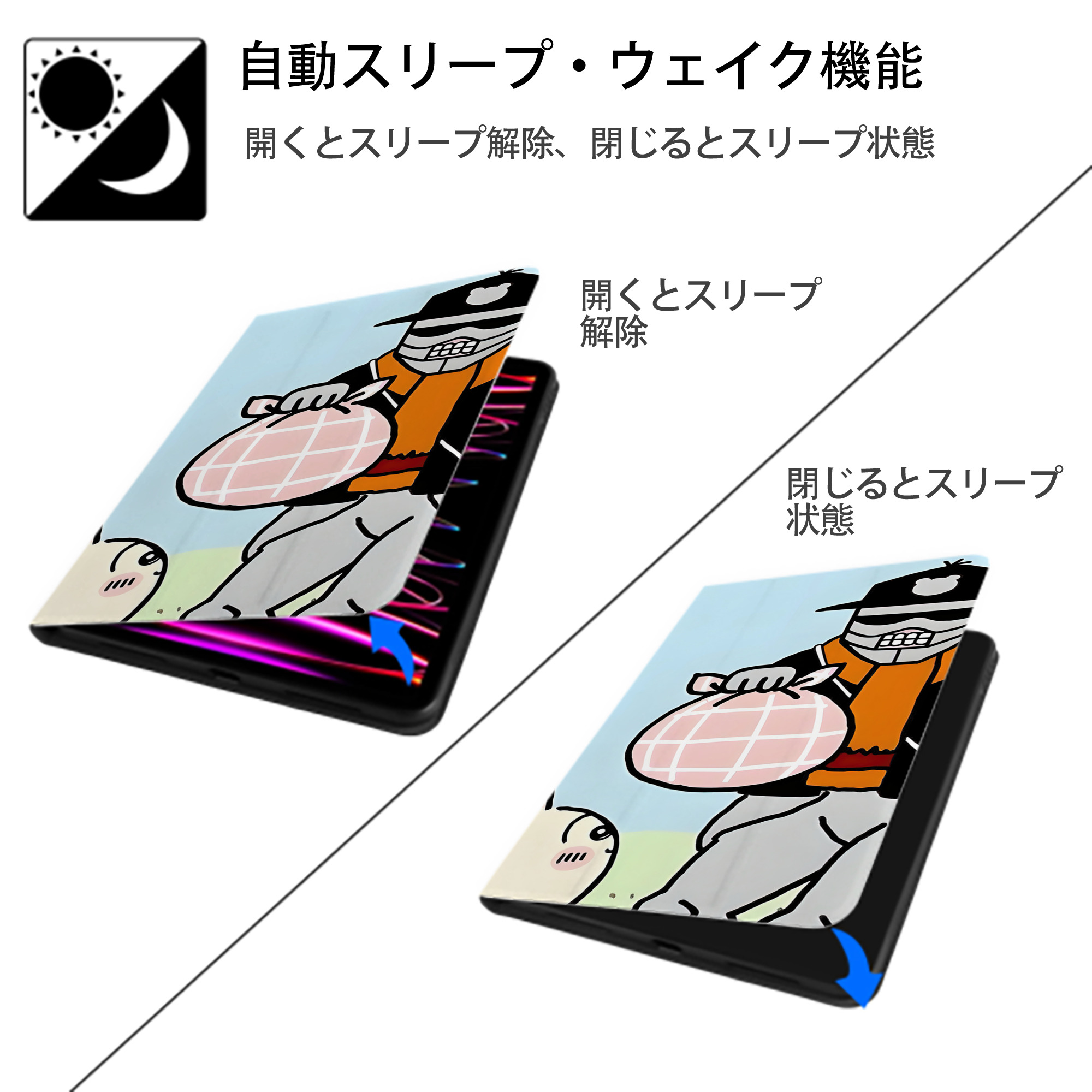 ちいかわ Chii-kawa IPad ケース ブック型 PUレザー TPU 耐衝撃 軽量 薄型 ペン収納なし 全面保護 IPad 各モデル対応