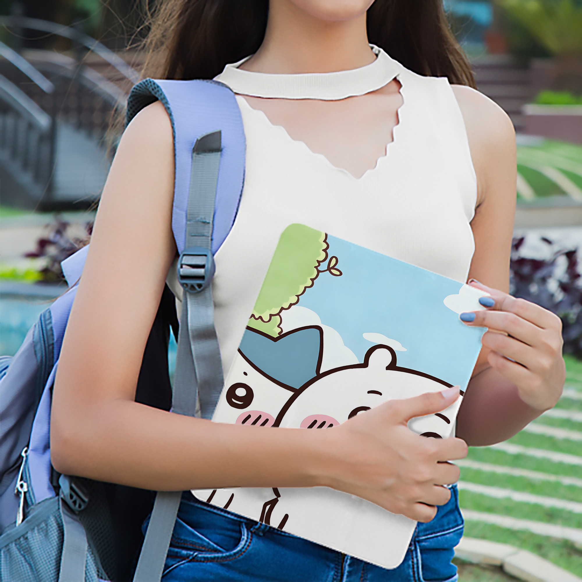 ちいかわ Chii-kawa IPadケース ペンホルダー付き ブックスタイルデザイン