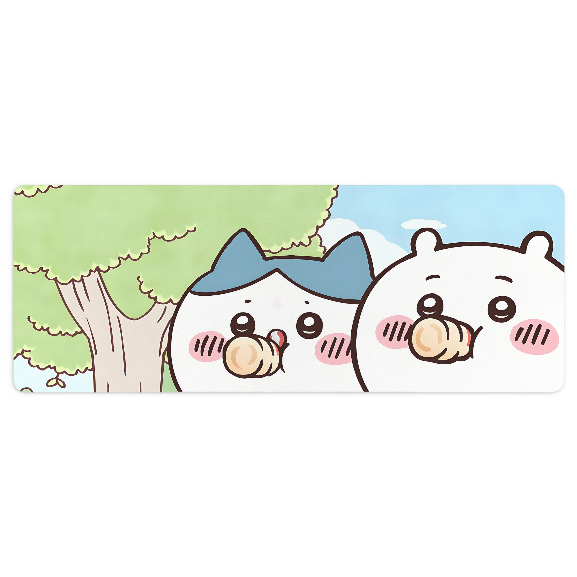 （画像用） ちいかわ Chii-kawa ステッチ加工 大判デスクマット／滑り止めマウスパッド