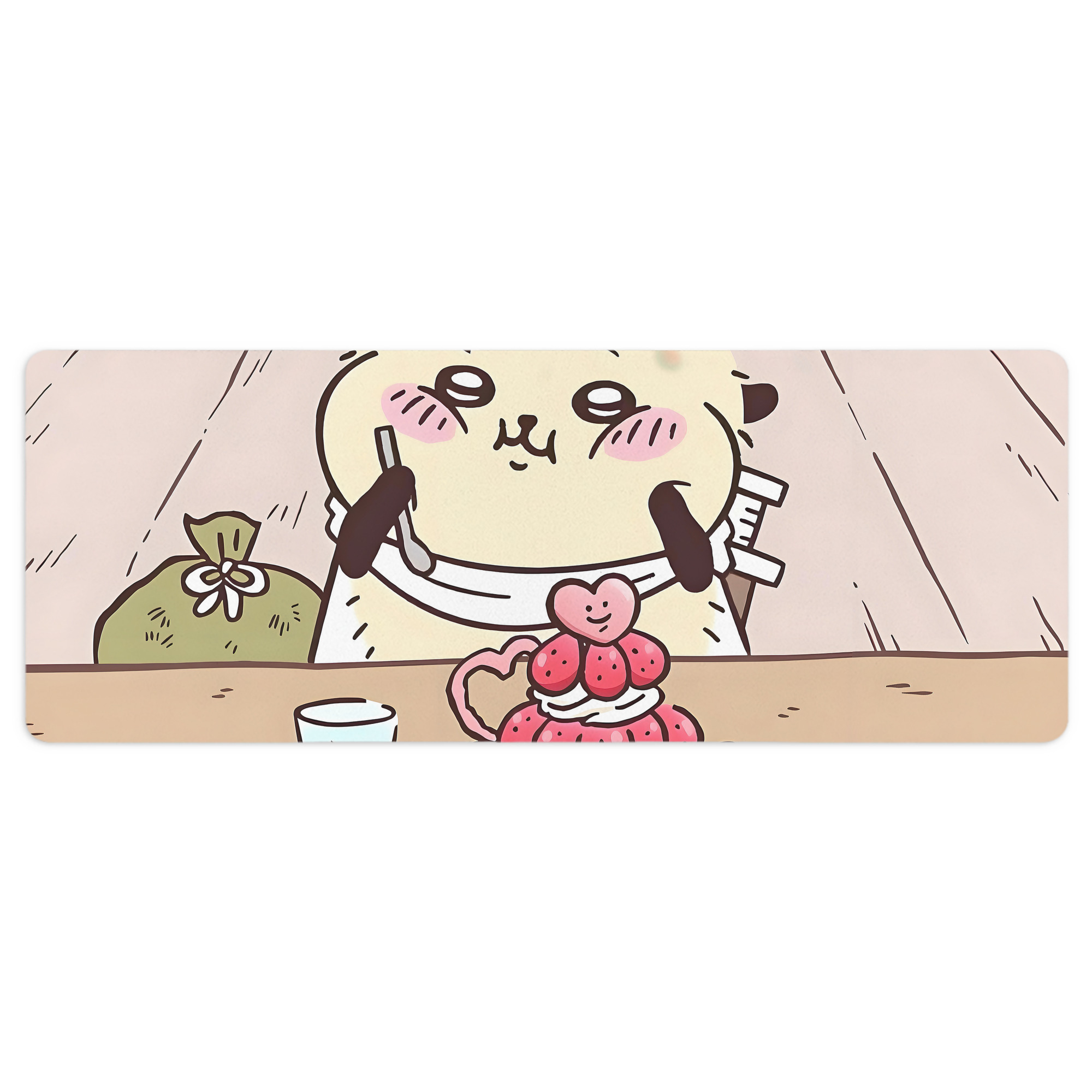 （画像用） ちいかわ Chii-kawa ステッチ加工 大判デスクマット／滑り止めマウスパッド