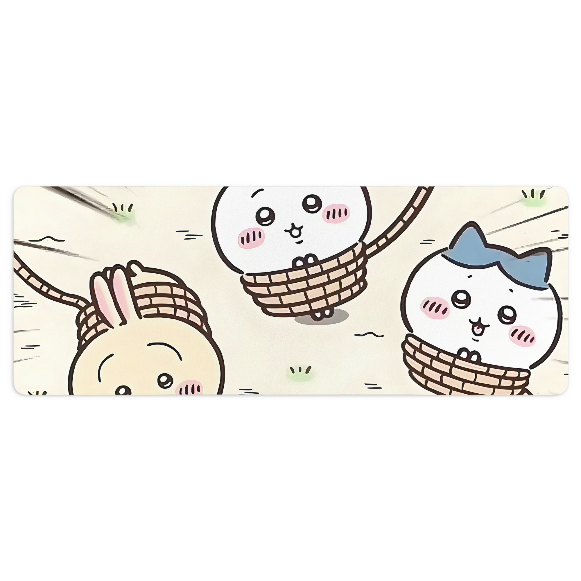 （画像用） ちいかわ Chii-kawa ステッチ加工 大判デスクマット／滑り止めマウスパッド