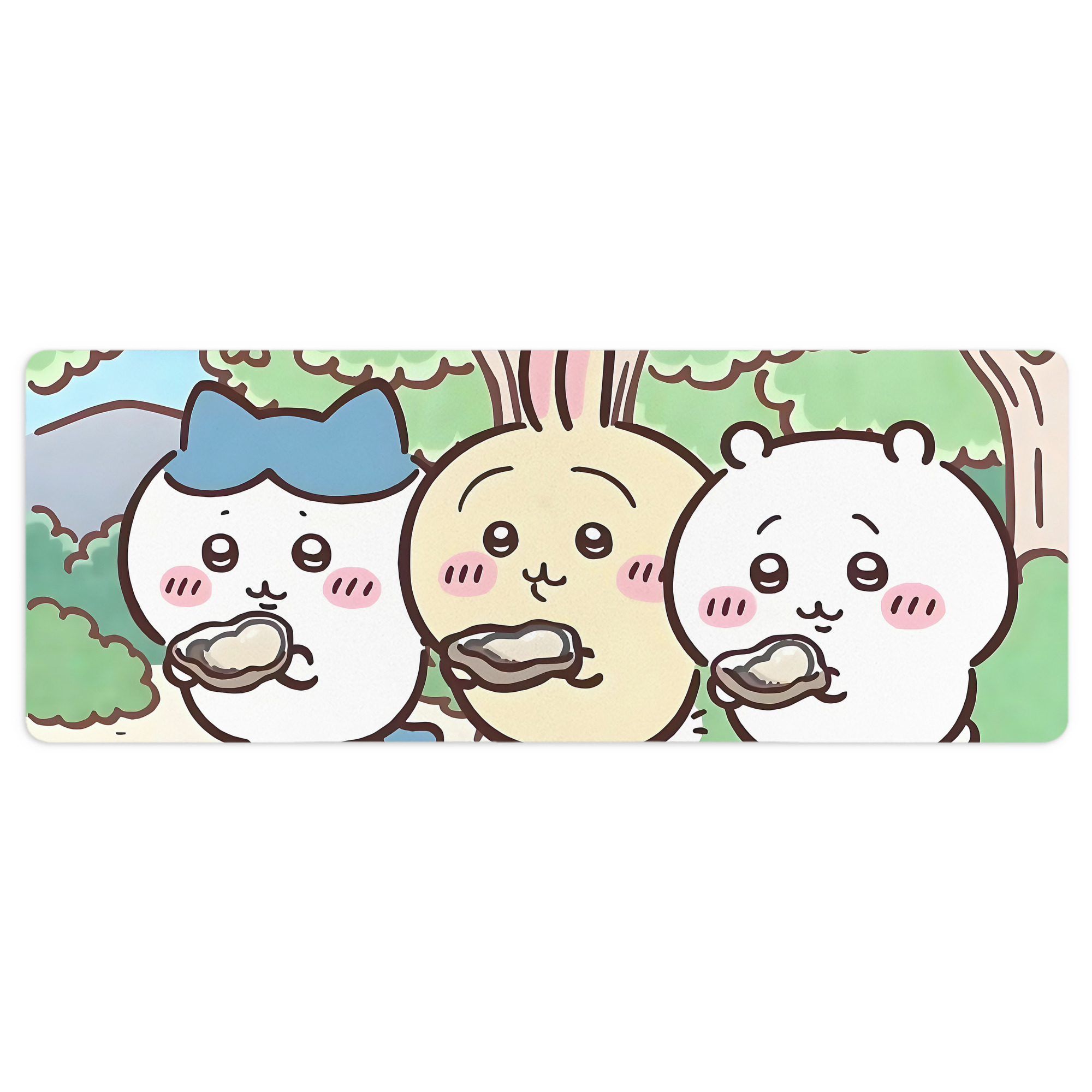 （画像用） ちいかわ Chii-kawa ステッチ加工 大判デスクマット／滑り止めマウスパッド