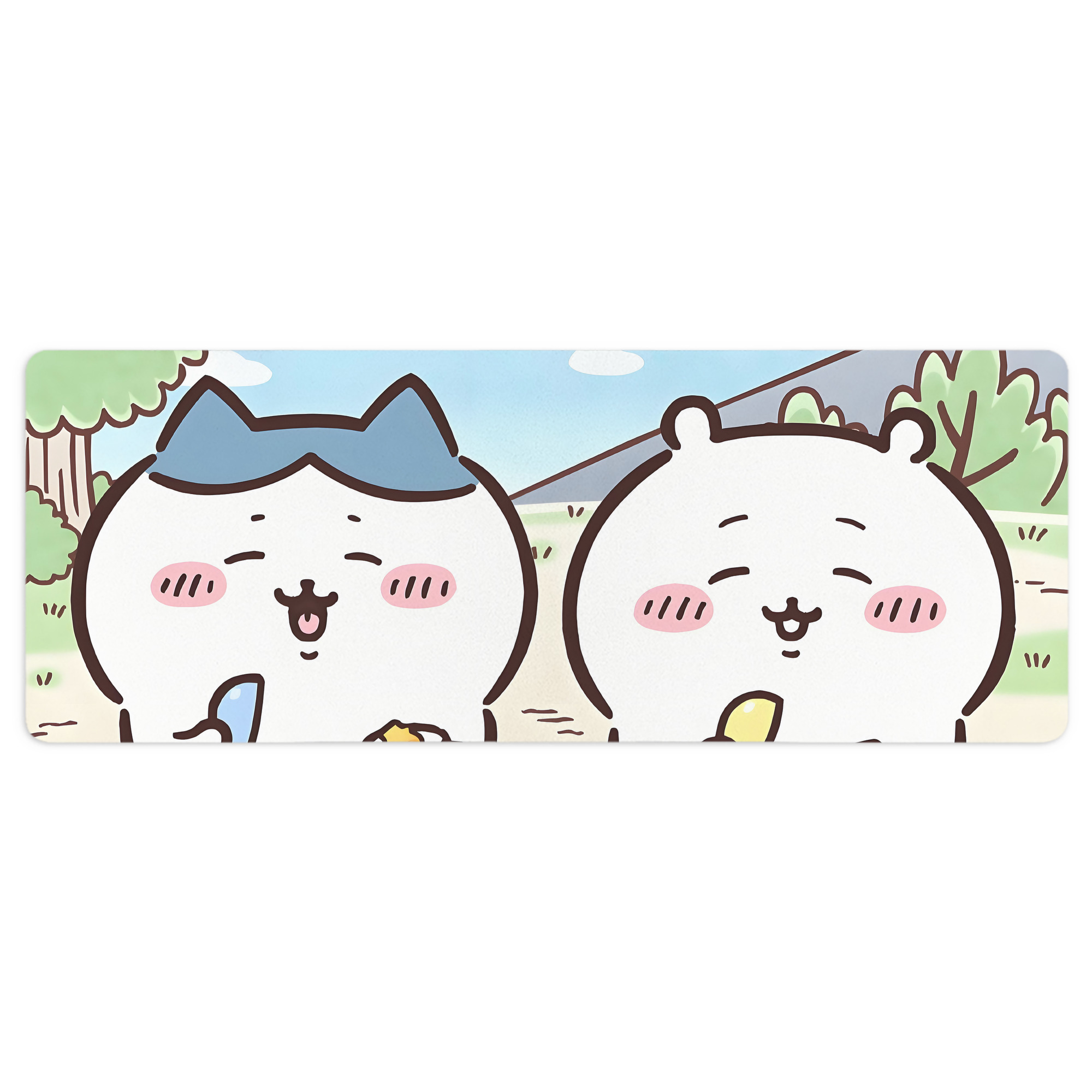 （画像用） ちいかわ Chii-kawa ステッチ加工 大判デスクマット／滑り止めマウスパッド