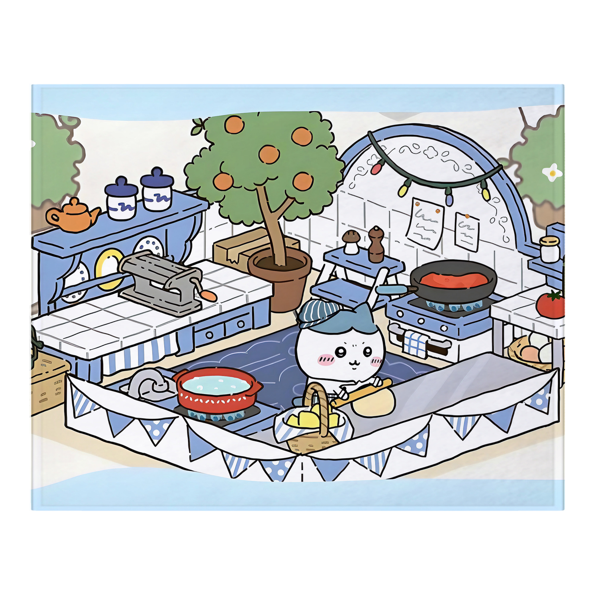（画像用） ちいかわ Chii-kawa フランネルブランケット・多サイズ対応（横型）