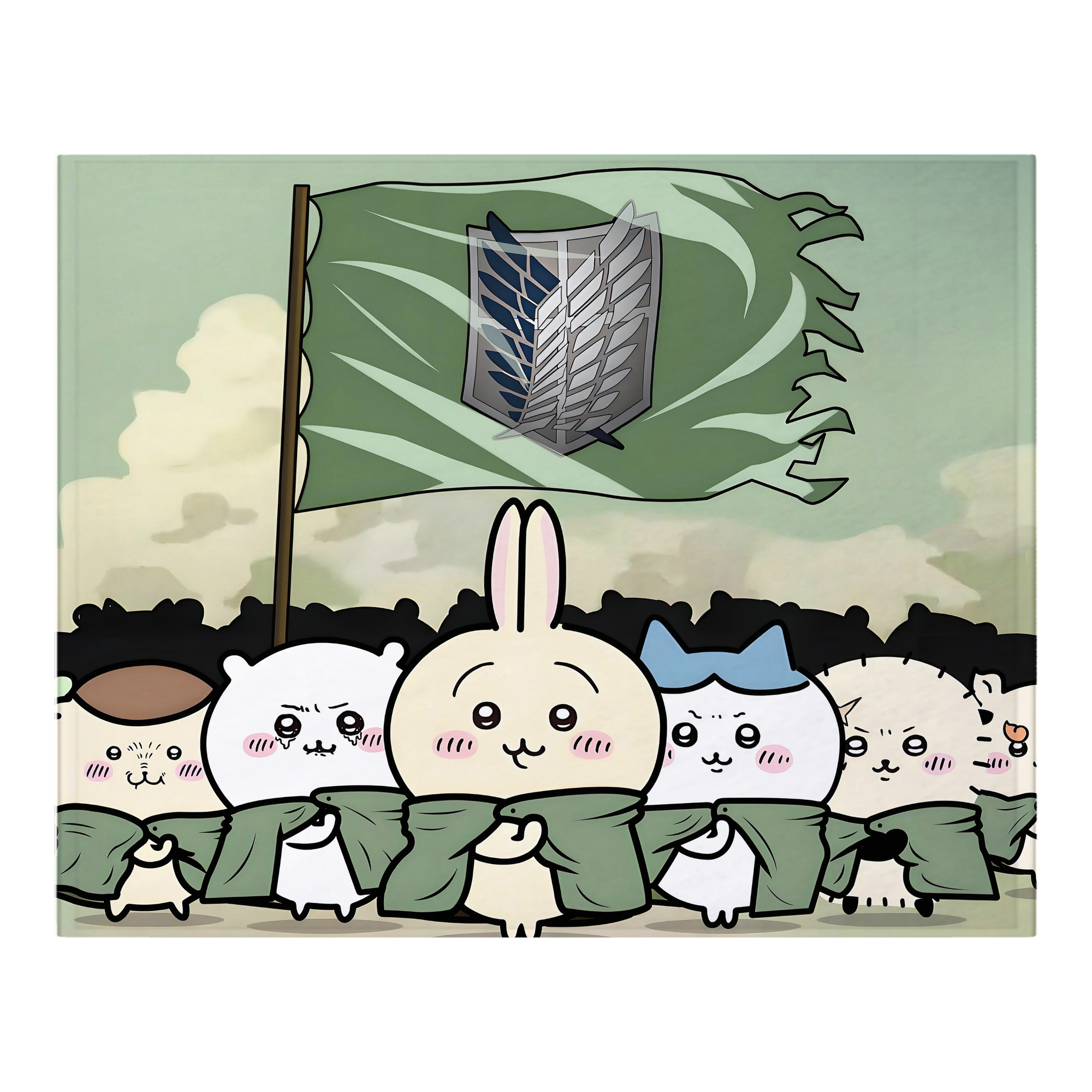 （画像用） ちいかわ Chii-kawa フランネルブランケット・多サイズ対応（横型）