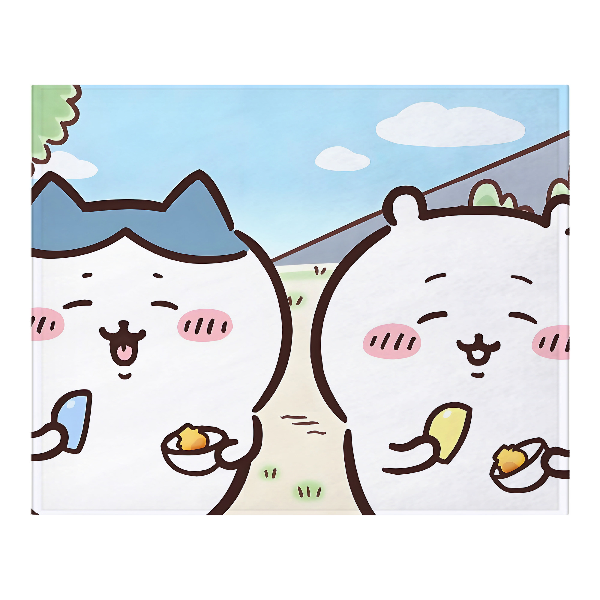 （画像用） ちいかわ Chii-kawa フランネルブランケット・多サイズ対応（横型）