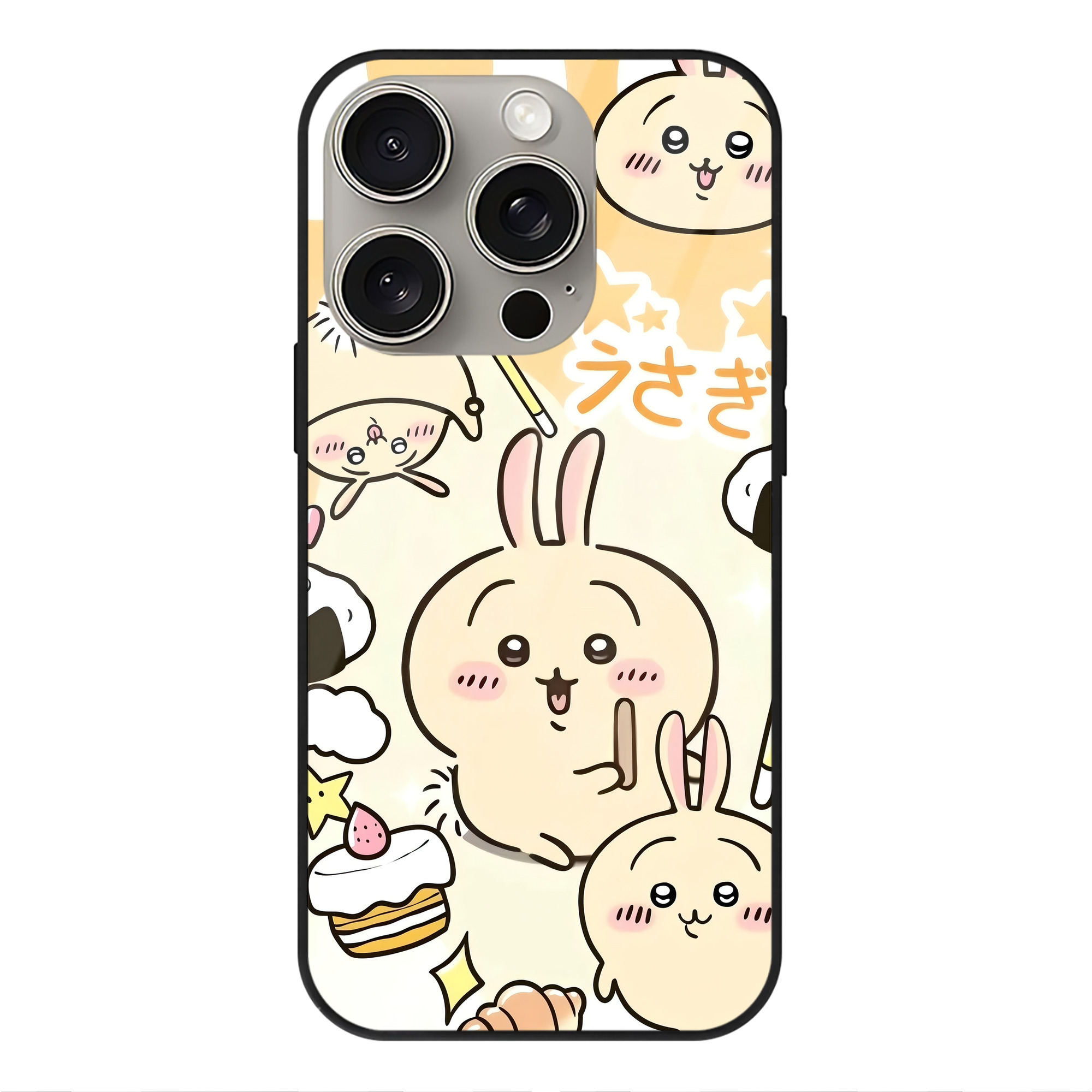 （画像用） ちいかわ Chii-kawa 【iPhone15Pro対応】スマホケース 耐衝撃＆黄変防止 背面ガラス