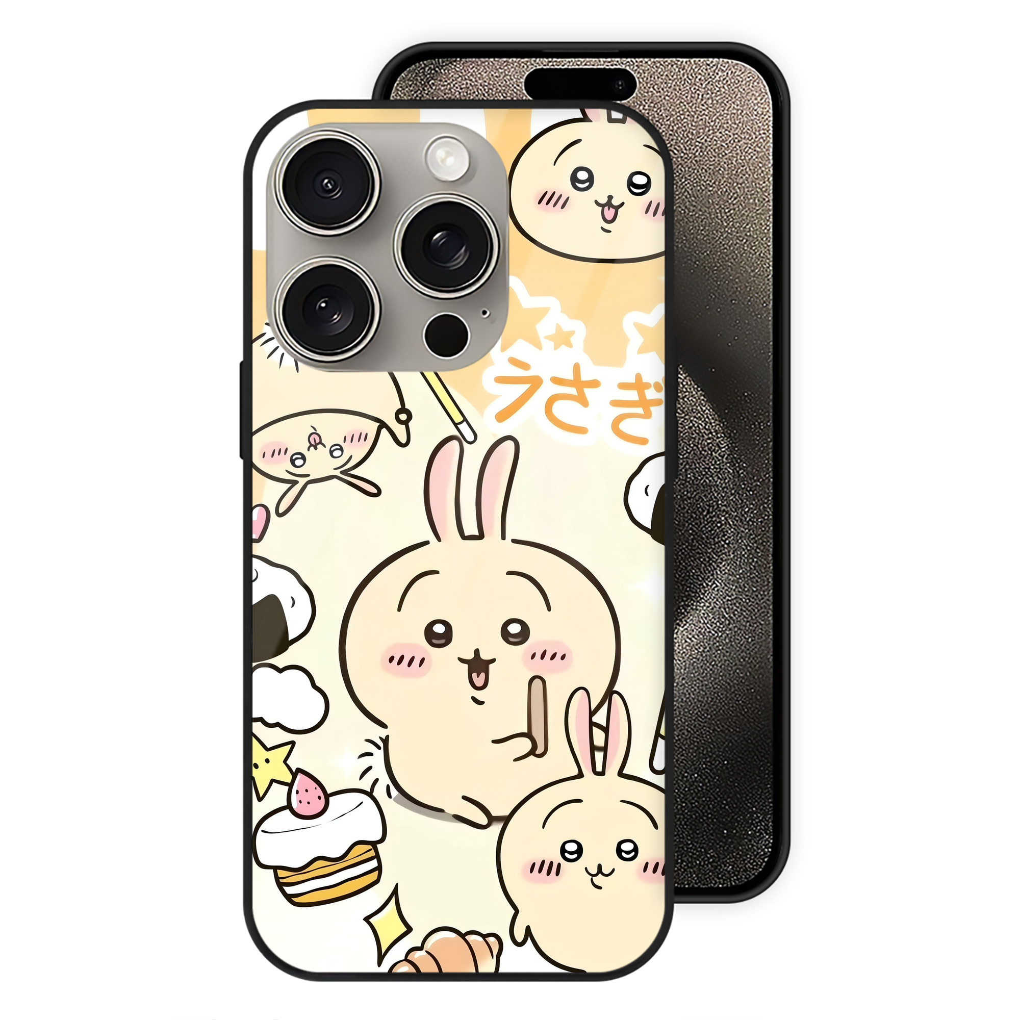 （画像用） ちいかわ Chii-kawa 【iPhone15Pro対応】スマホケース 耐衝撃＆黄変防止 背面ガラス