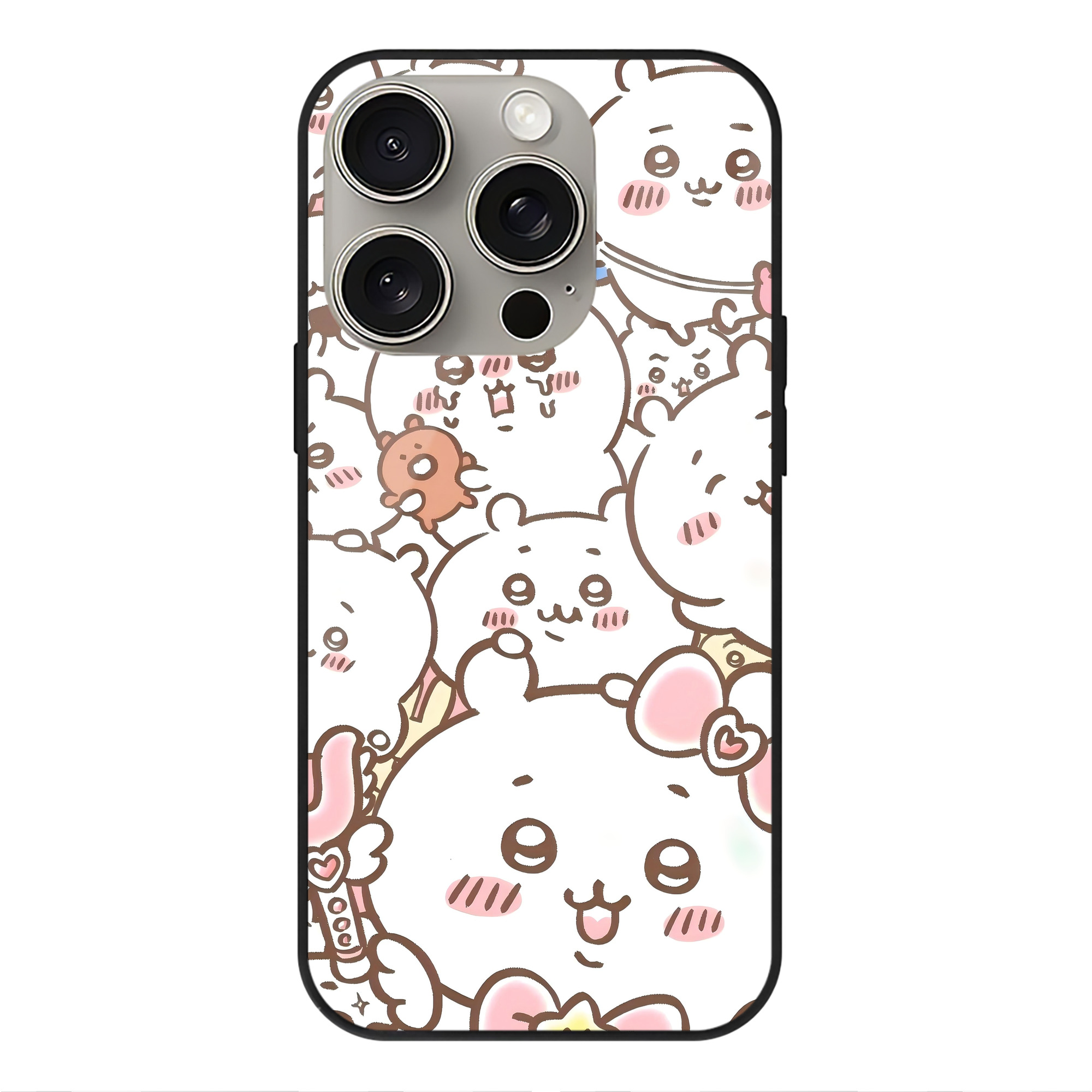 （画像用） ちいかわ Chii-kawa 【iPhone15Pro対応】スマホケース 耐衝撃＆黄変防止 背面ガラス