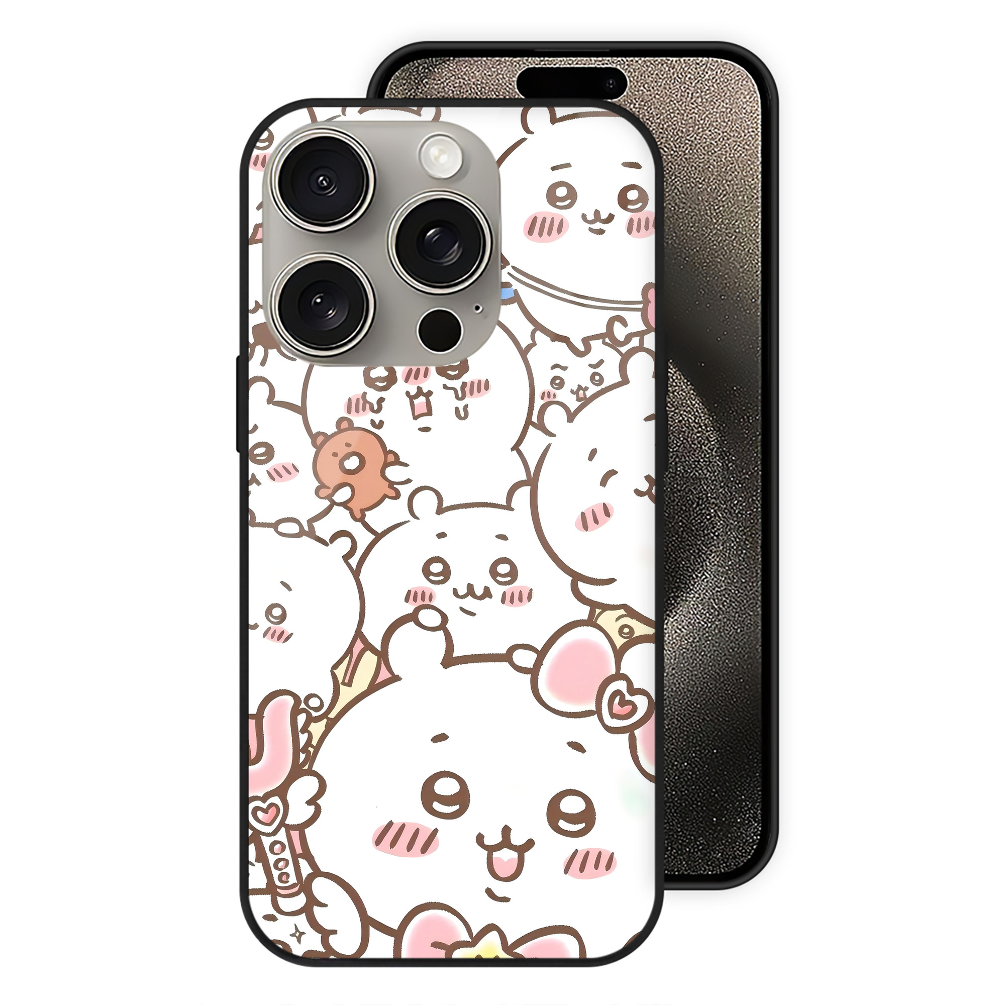 （画像用） ちいかわ Chii-kawa 【iPhone15Pro対応】スマホケース 耐衝撃＆黄変防止 背面ガラス