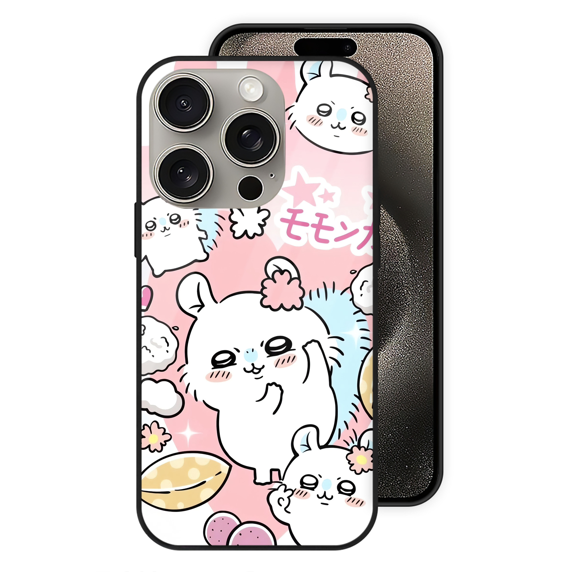 （画像用） ちいかわ Chii-kawa 【iPhone15Pro対応】スマホケース 耐衝撃＆黄変防止 背面ガラス