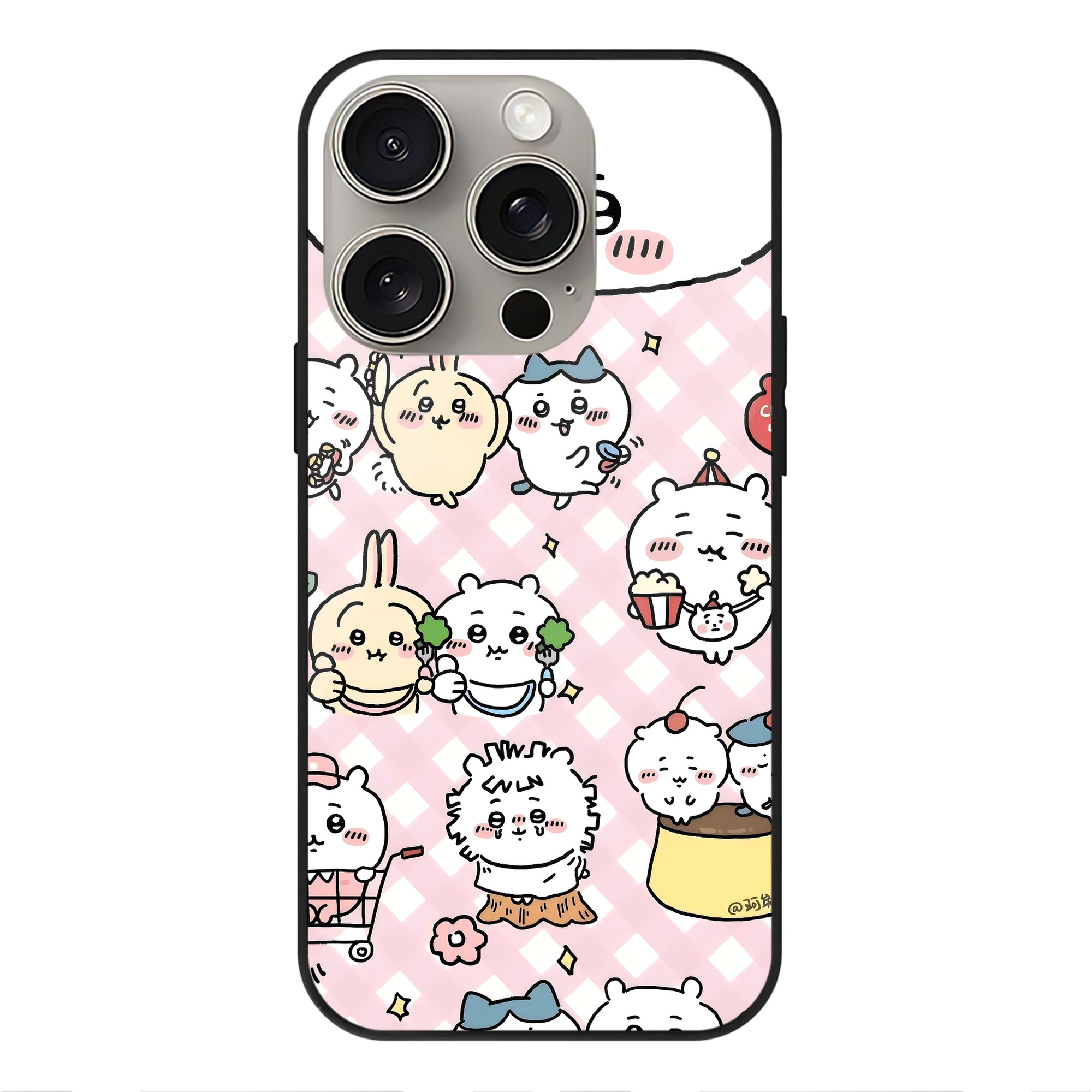 （画像用） ちいかわ Chii-kawa 【iPhone15Pro対応】スマホケース 耐衝撃＆黄変防止 背面ガラス