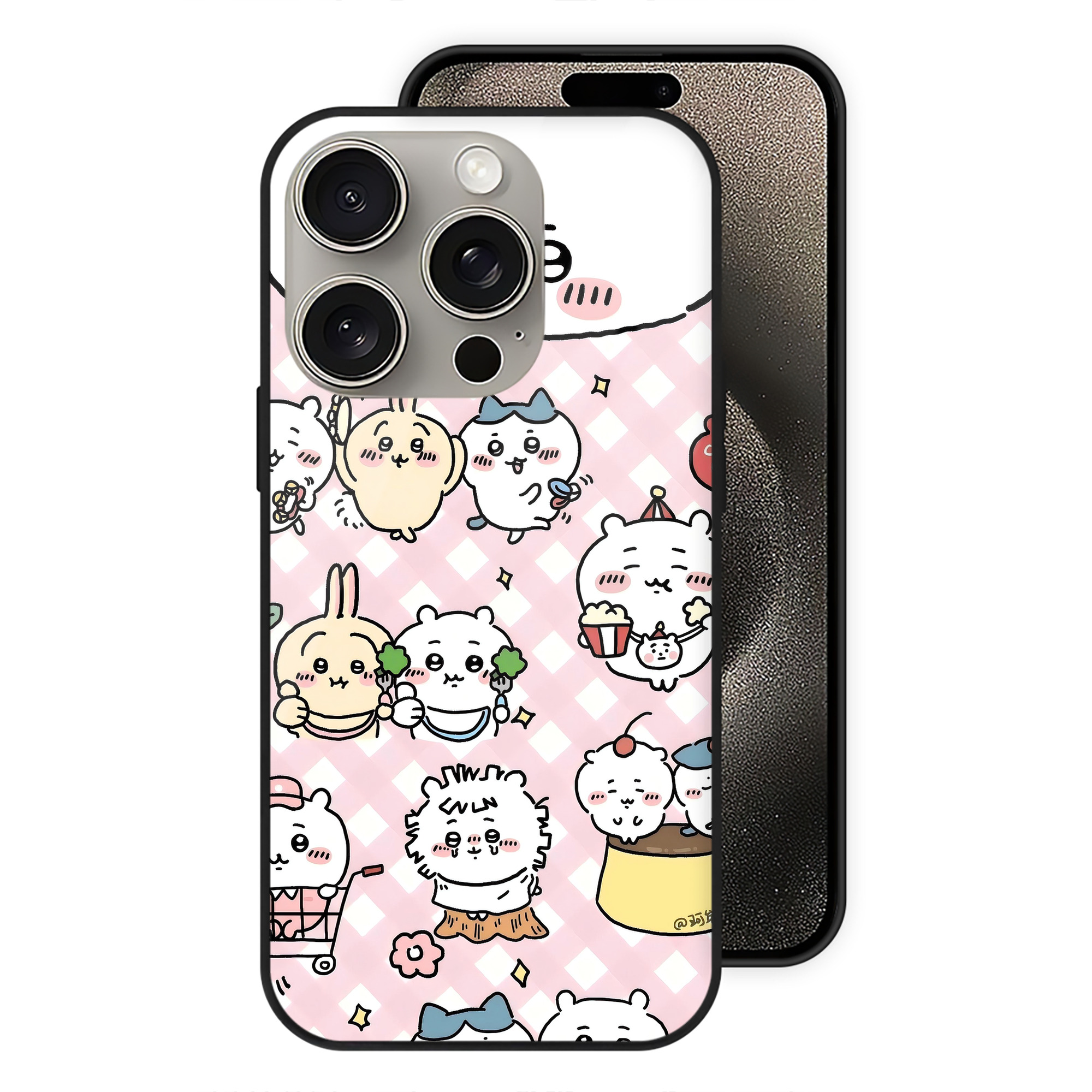 （画像用） ちいかわ Chii-kawa 【iPhone15Pro対応】スマホケース 耐衝撃＆黄変防止 背面ガラス