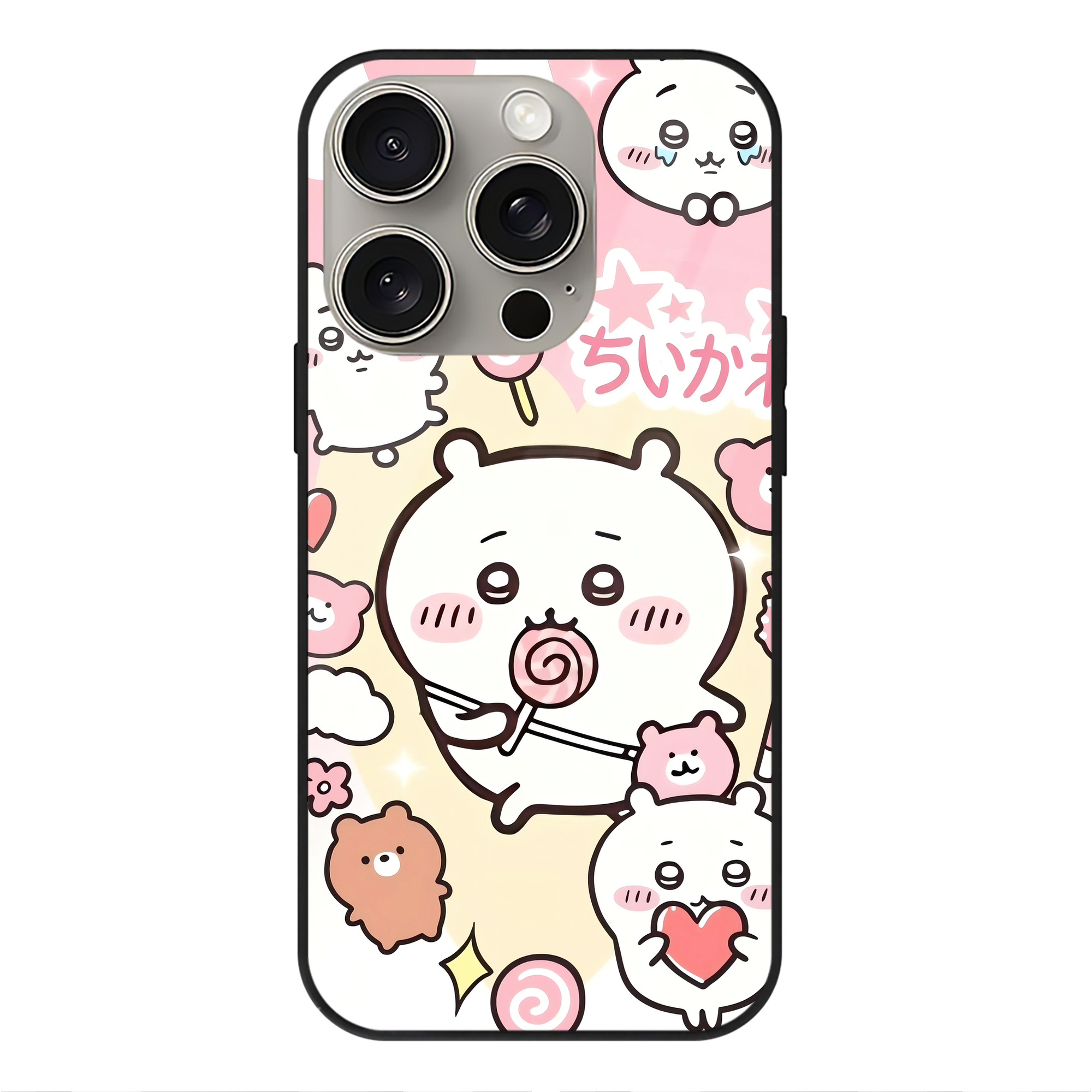 （画像用） ちいかわ Chii-kawa 【iPhone15Pro対応】スマホケース 耐衝撃＆黄変防止 背面ガラス