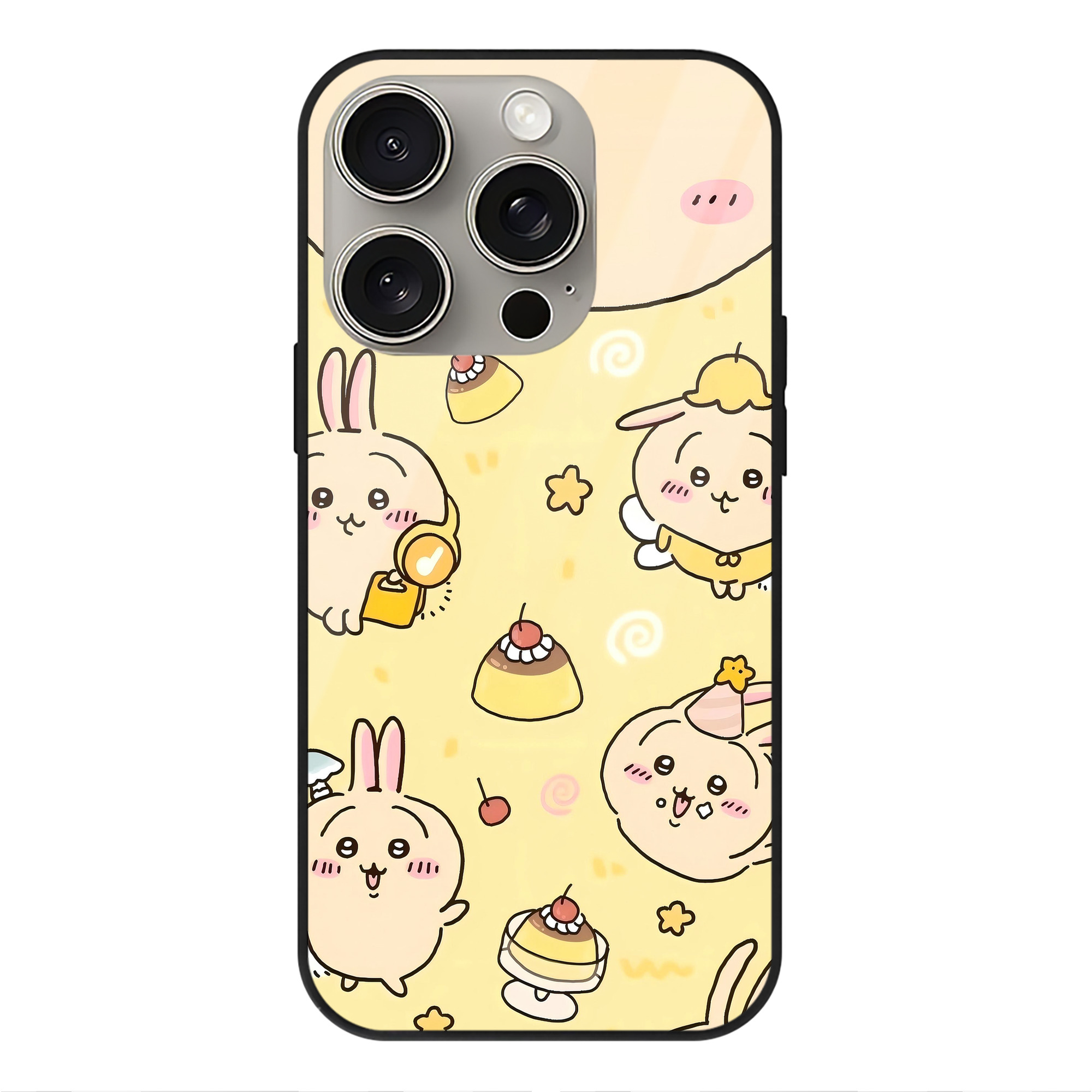 （画像用） ちいかわ Chii-kawa 【iPhone15Pro対応】スマホケース 耐衝撃＆黄変防止 背面ガラス