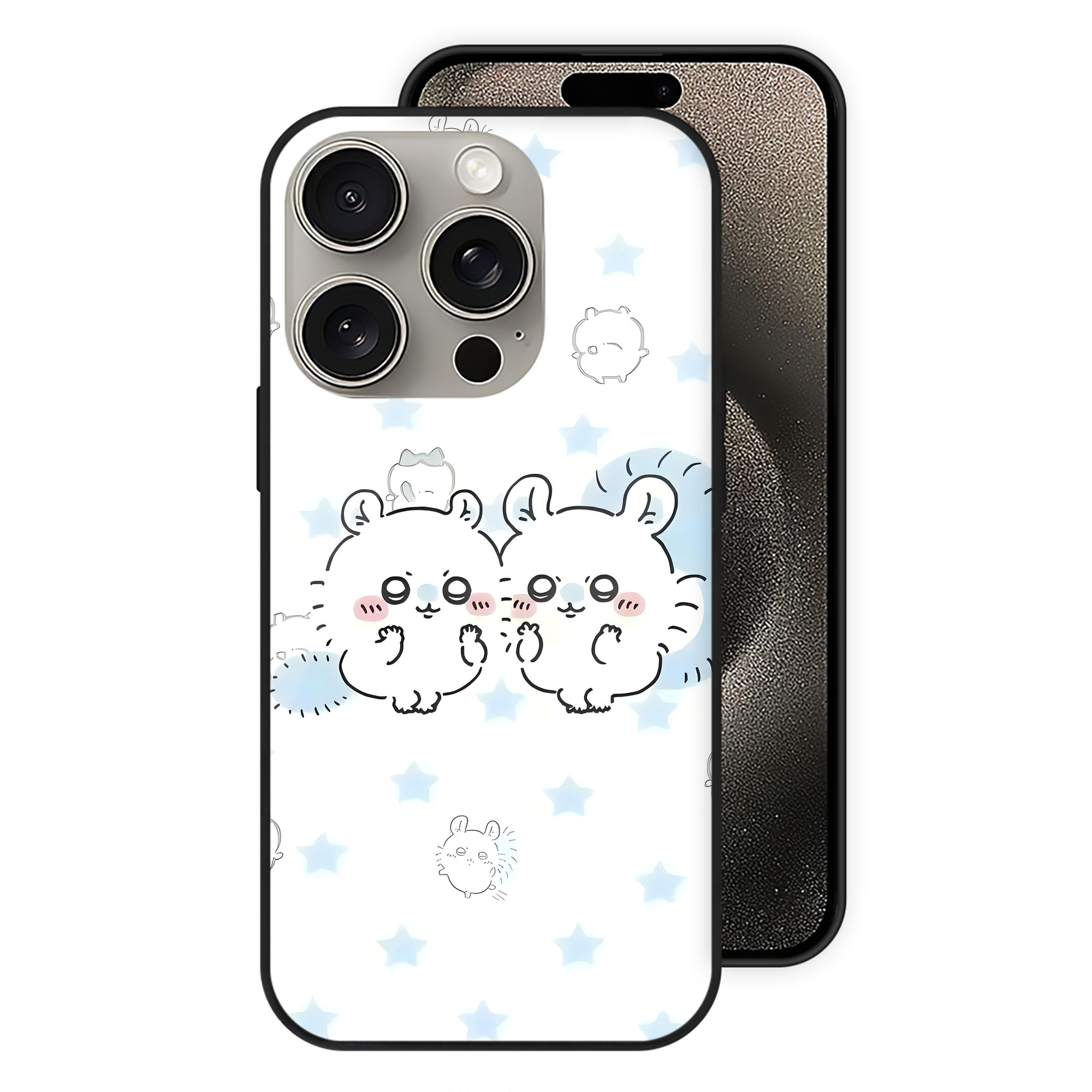 （画像用） ちいかわ Chii-kawa 【iPhone15Pro対応】スマホケース 耐衝撃＆黄変防止 背面ガラス