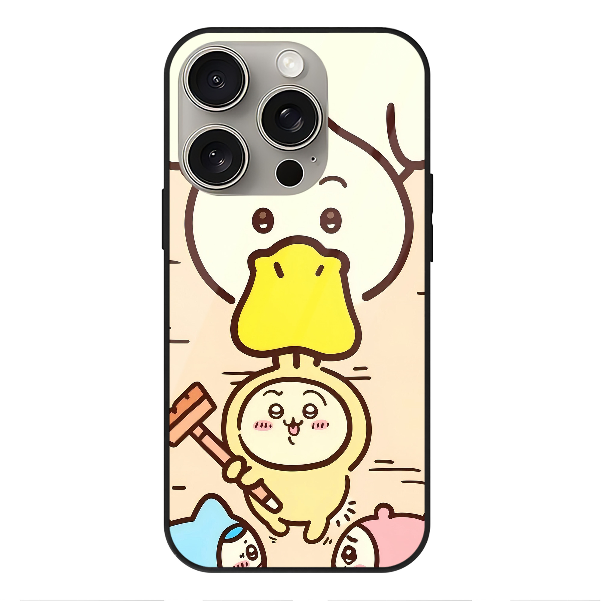 （画像用） ちいかわ Chii-kawa 【iPhone15Pro対応】スマホケース 耐衝撃＆黄変防止 背面ガラス
