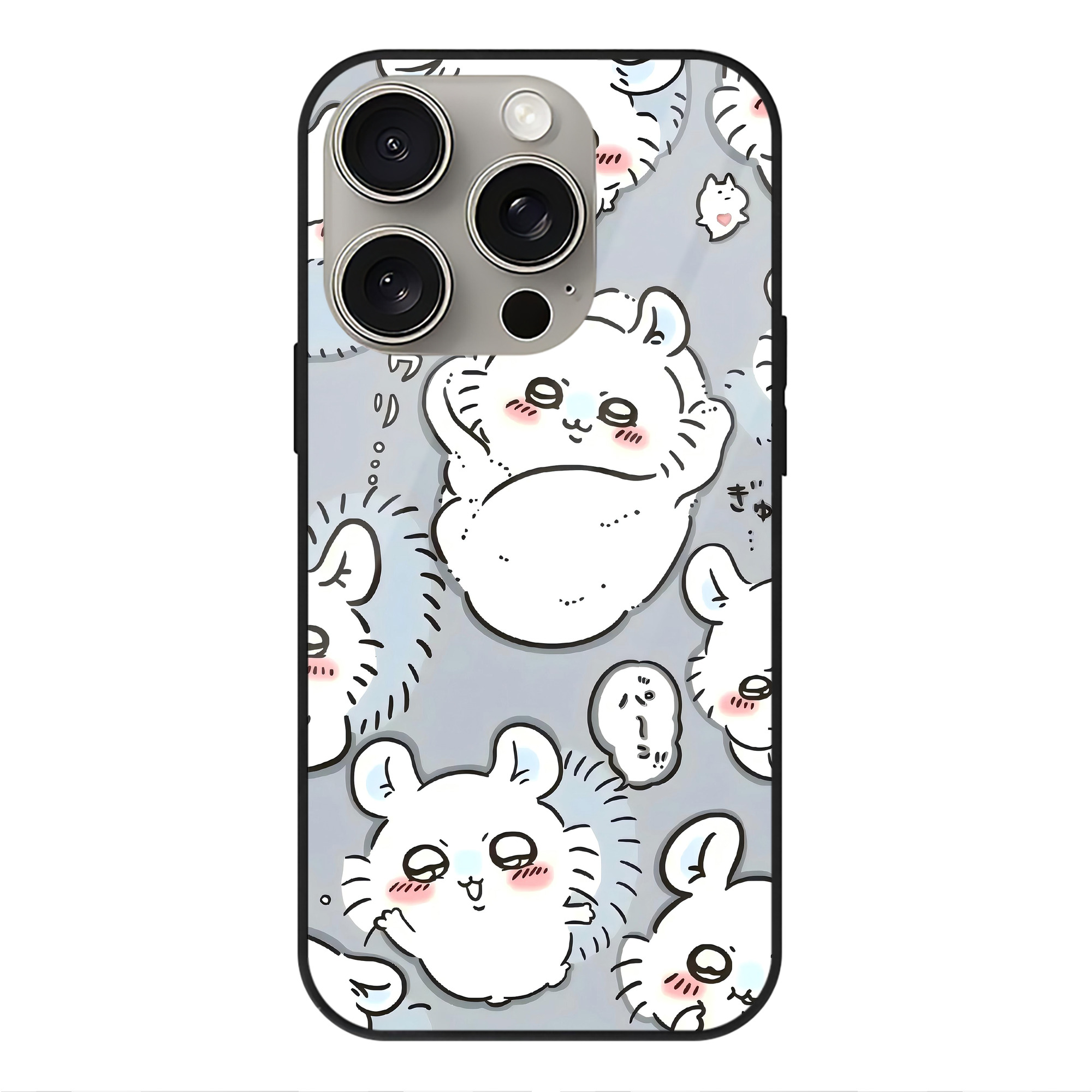 （画像用） ちいかわ Chii-kawa 【iPhone15Pro対応】スマホケース 耐衝撃＆黄変防止 背面ガラス