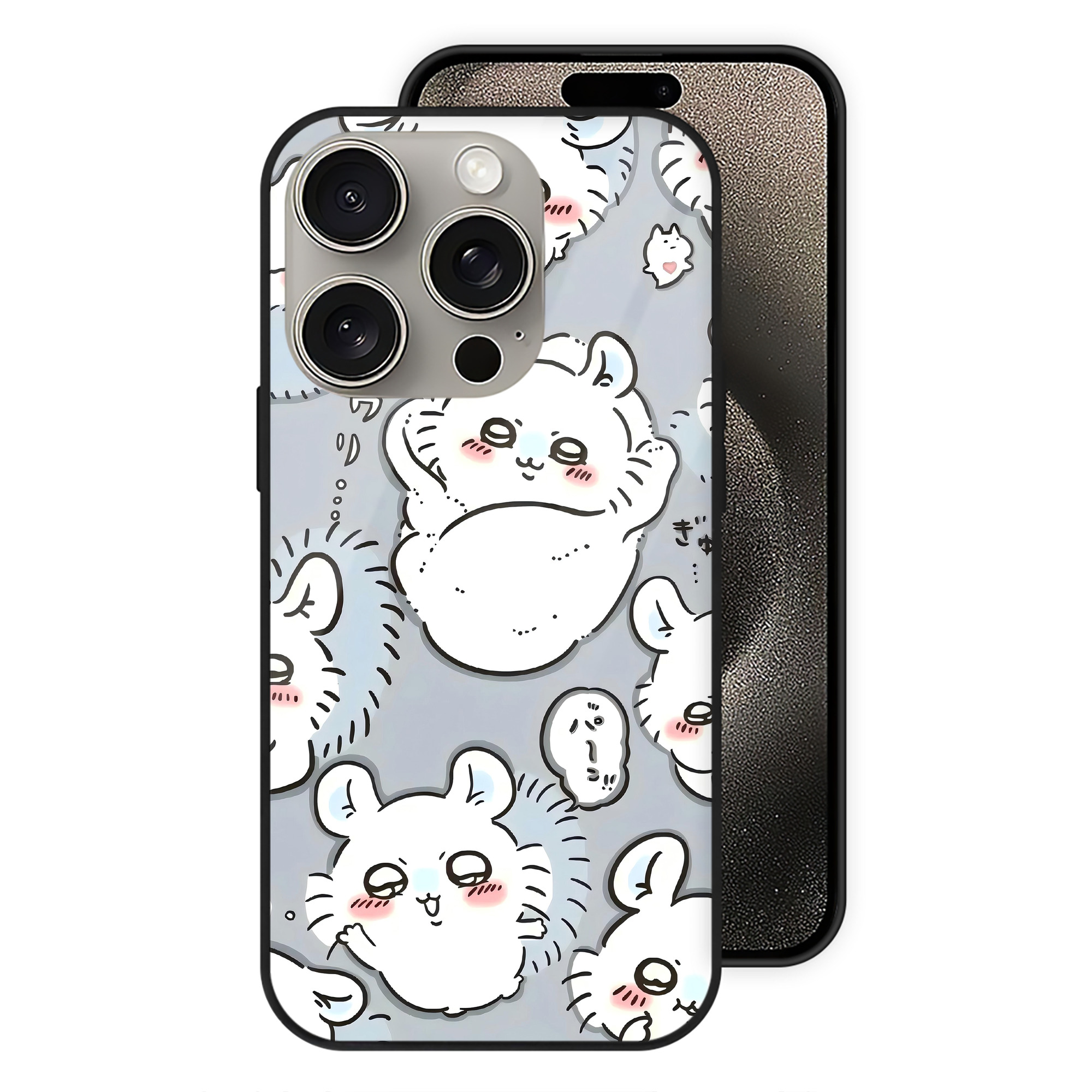 （画像用） ちいかわ Chii-kawa 【iPhone15Pro対応】スマホケース 耐衝撃＆黄変防止 背面ガラス